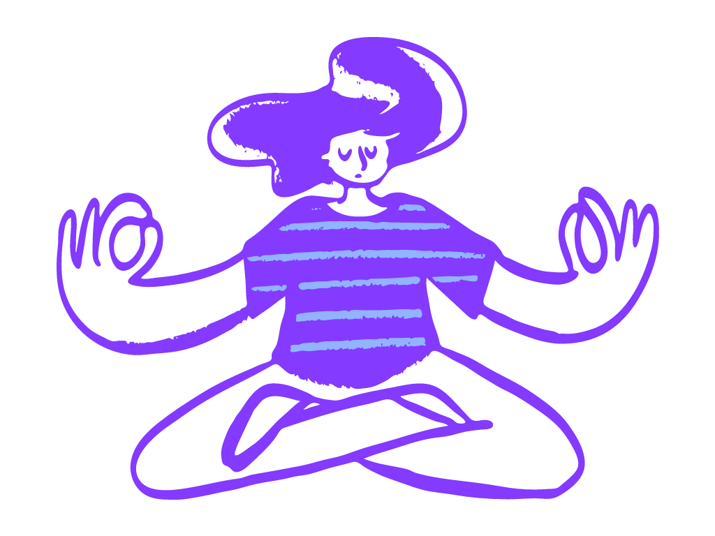 Illustration of woman meditating (opendoodles.com)