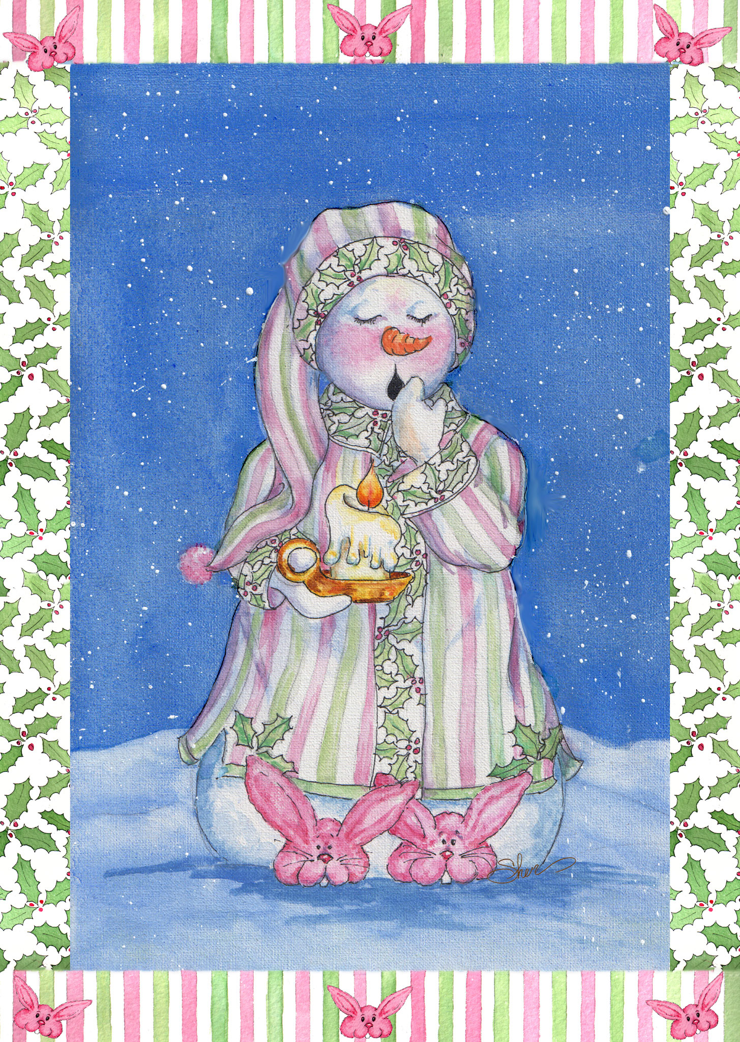 Sleepy-time Sonw-gale Watercolor