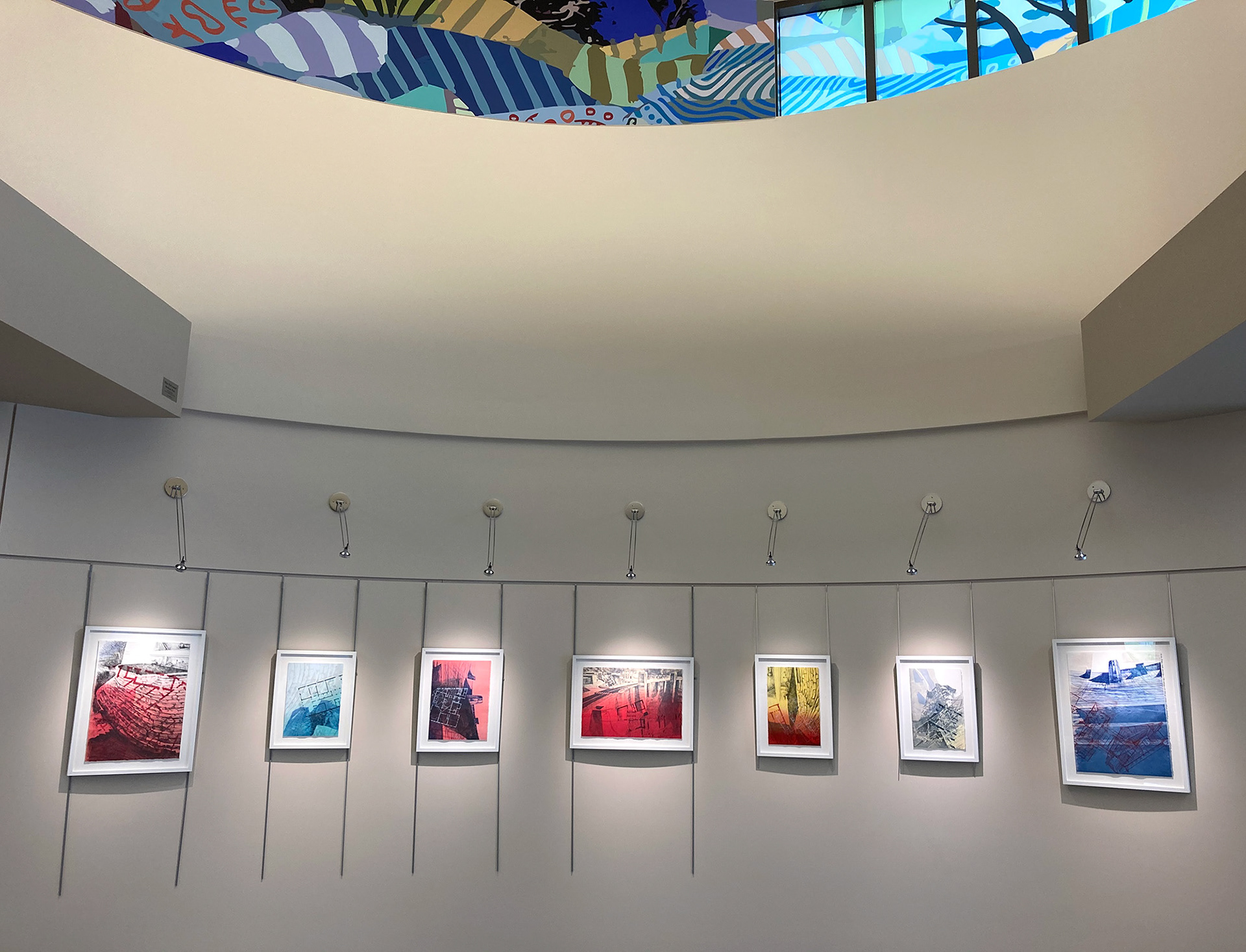 Work is installed in the front lobby to the right.