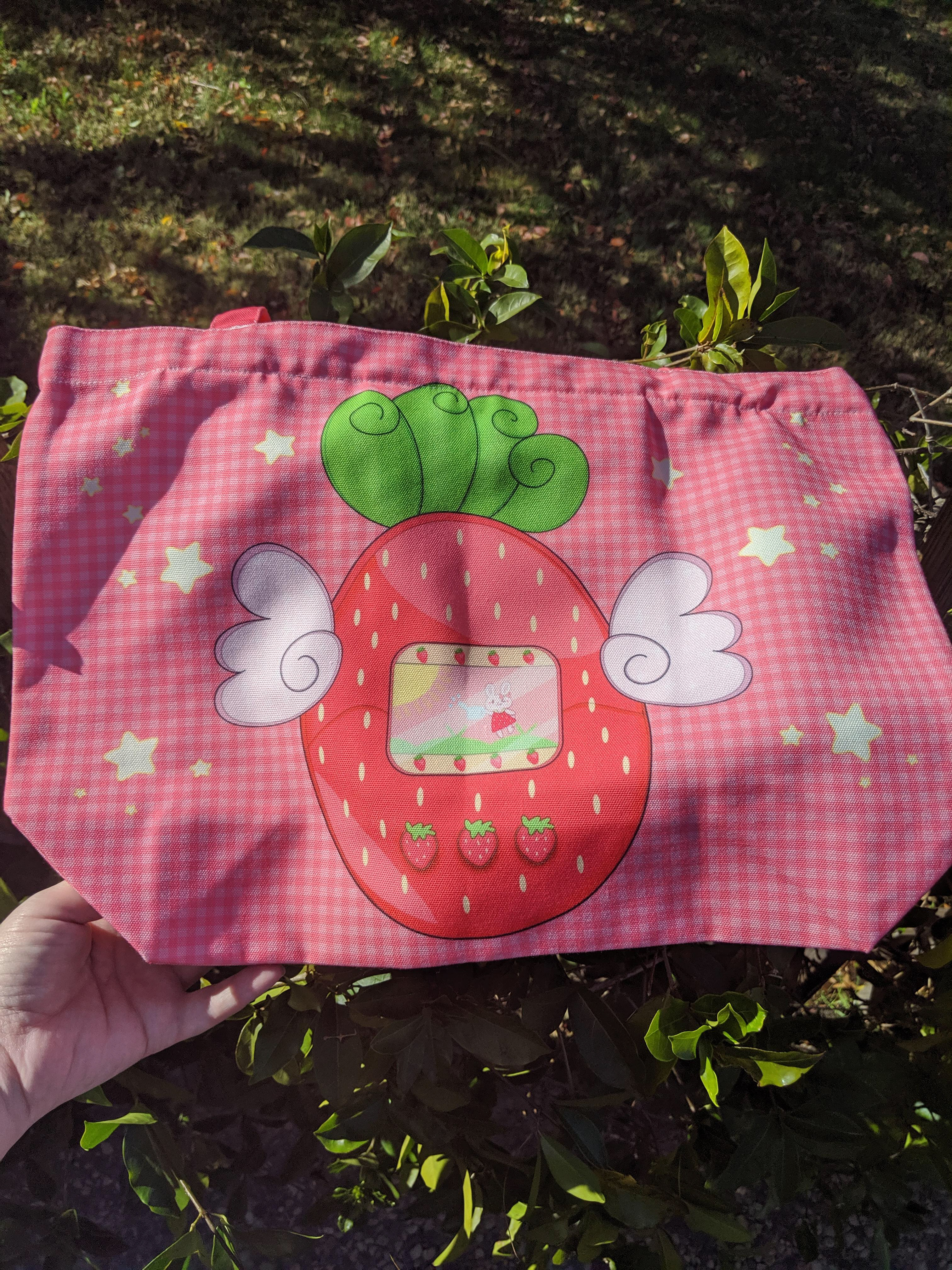 Strawberrygotchi Zipper Tote