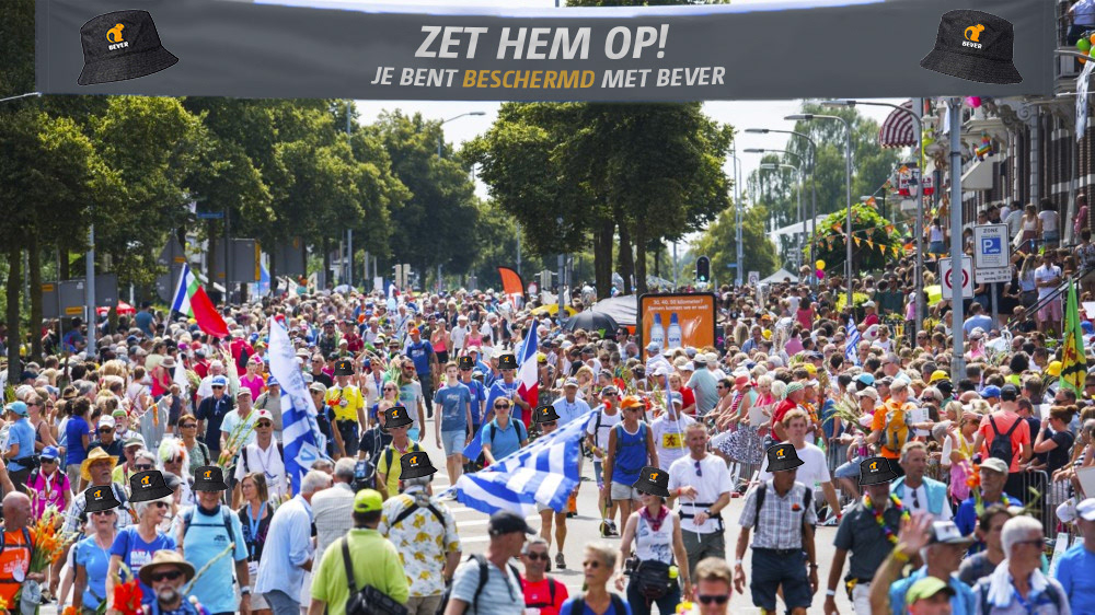 De lopers worden herinnert aan de juiste zonbescherming.