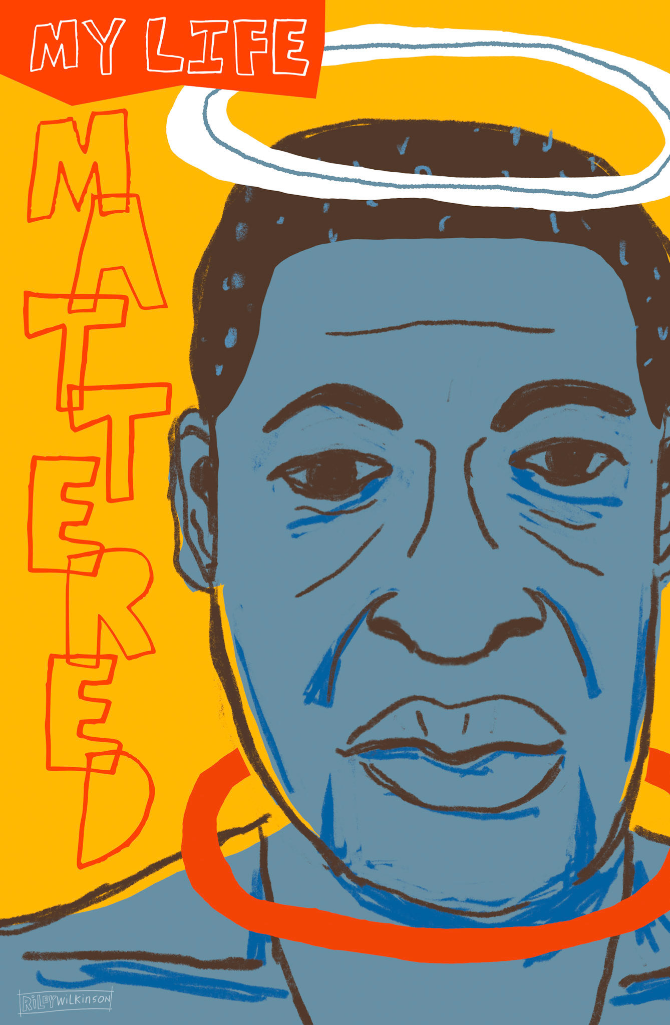 Mr. George Floyd: may his memory fuel so much worldwide change. Mixed media and digital in Procreate and Photoshop. - June, 2020