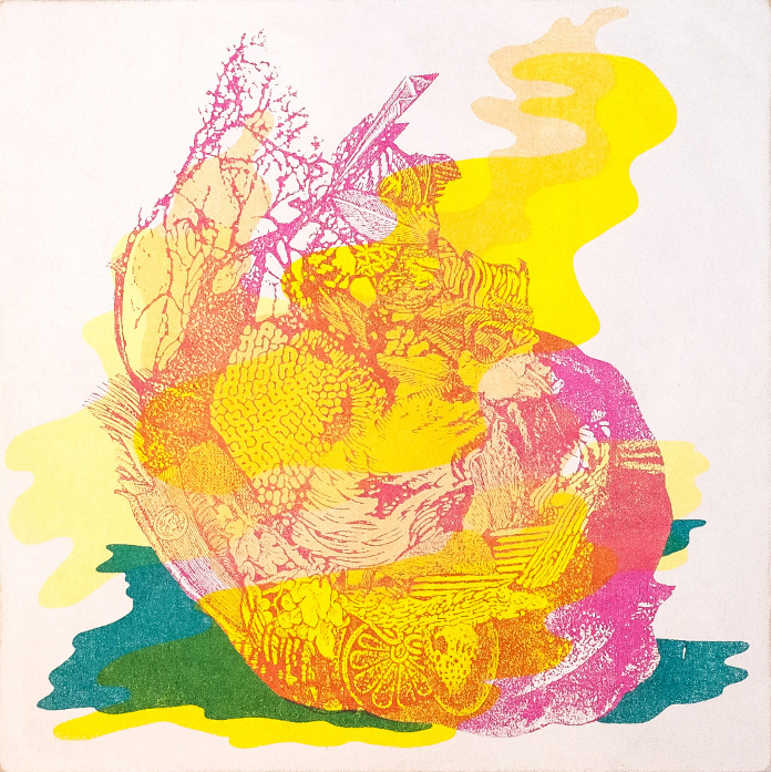 COEUR ÉCHOUÉ sérigraphie sur merisier, 30.48 cm x 30.48 cm, tirage unique, 2017, vendu