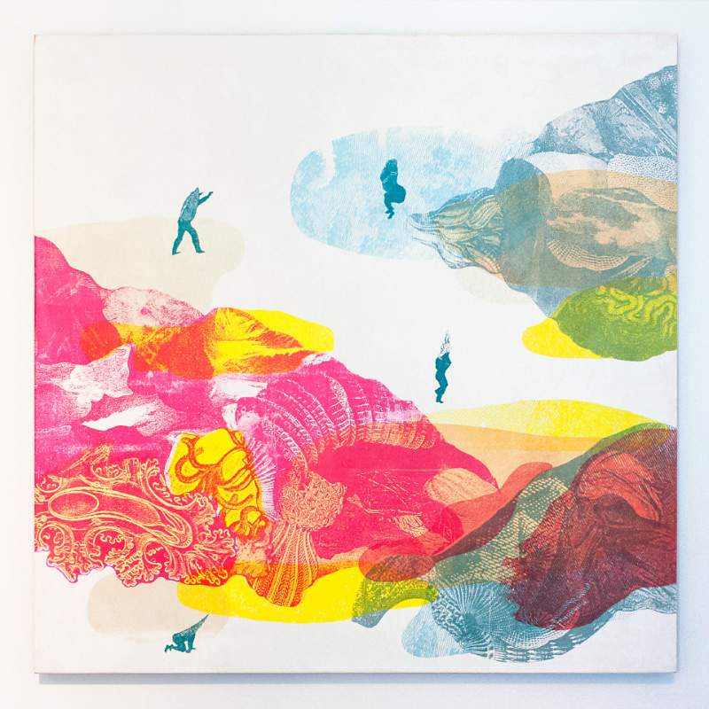 MUSEMENT 01 (détail 2 de 12) sérigraphie sur merisier, 76.20 cm x 76.20 cm, tirage unique, 2017