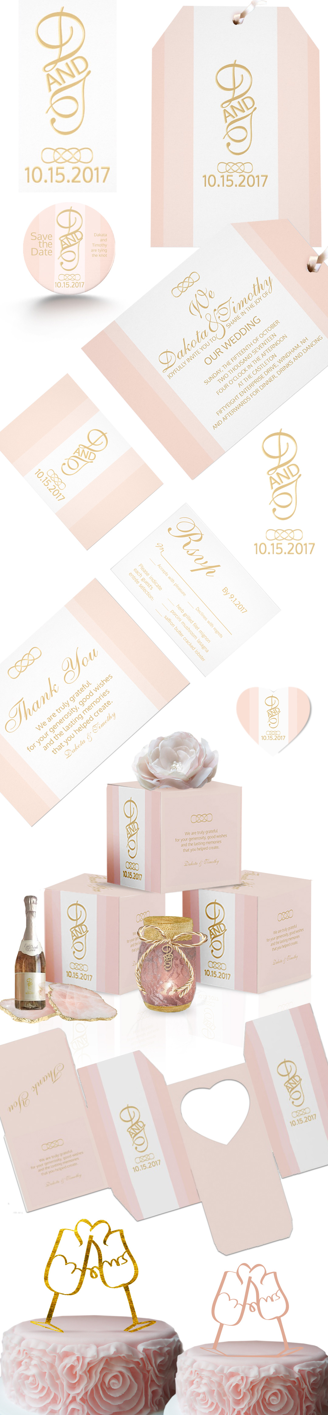 Blush and Gold Stationary Designs
