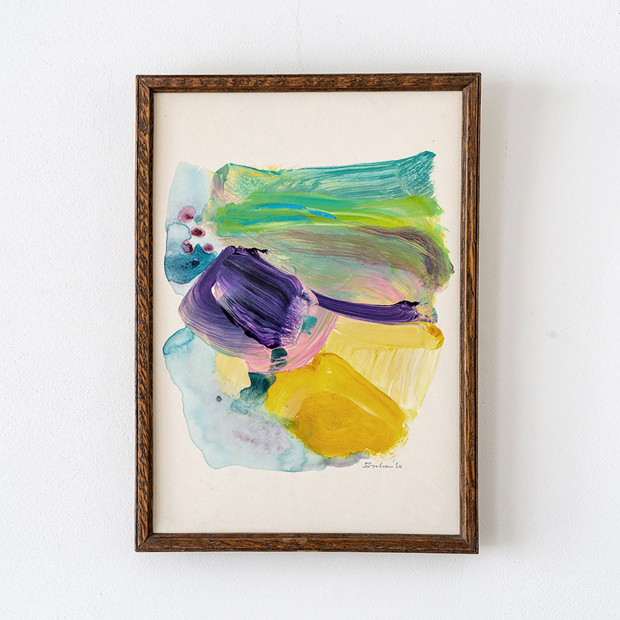 Land(E)scape A320620, Acryl on paper, mounted on Canson board with vintage frame, 17,5/25cm