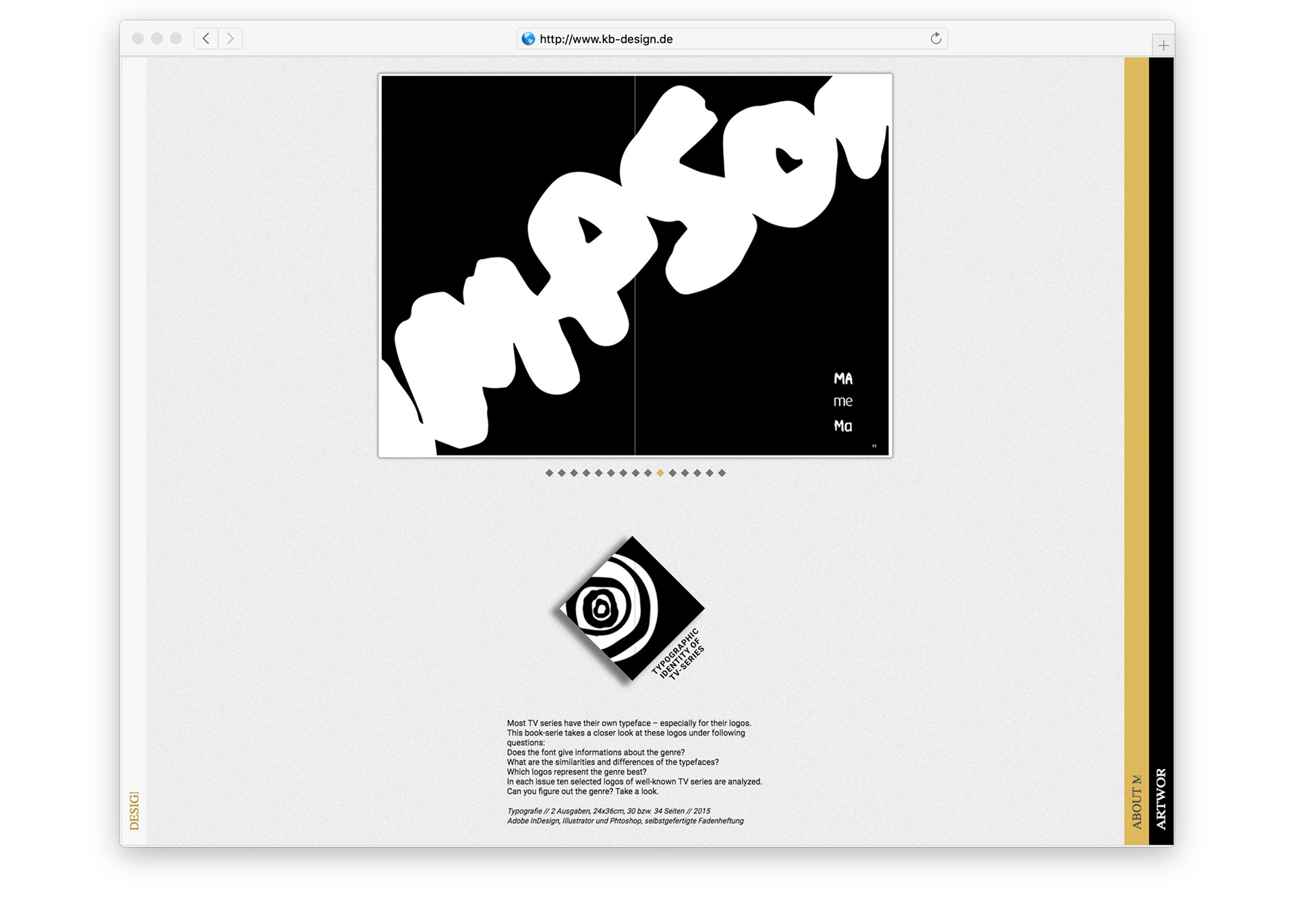 Screenshot einer weiteren Projektseite von meiner ersten eigenen Portfolio-Webseite
