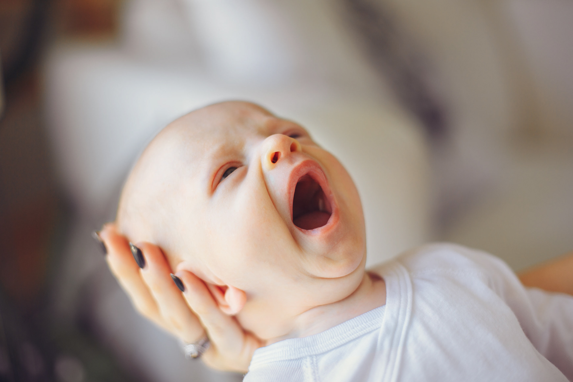 newborn yawning