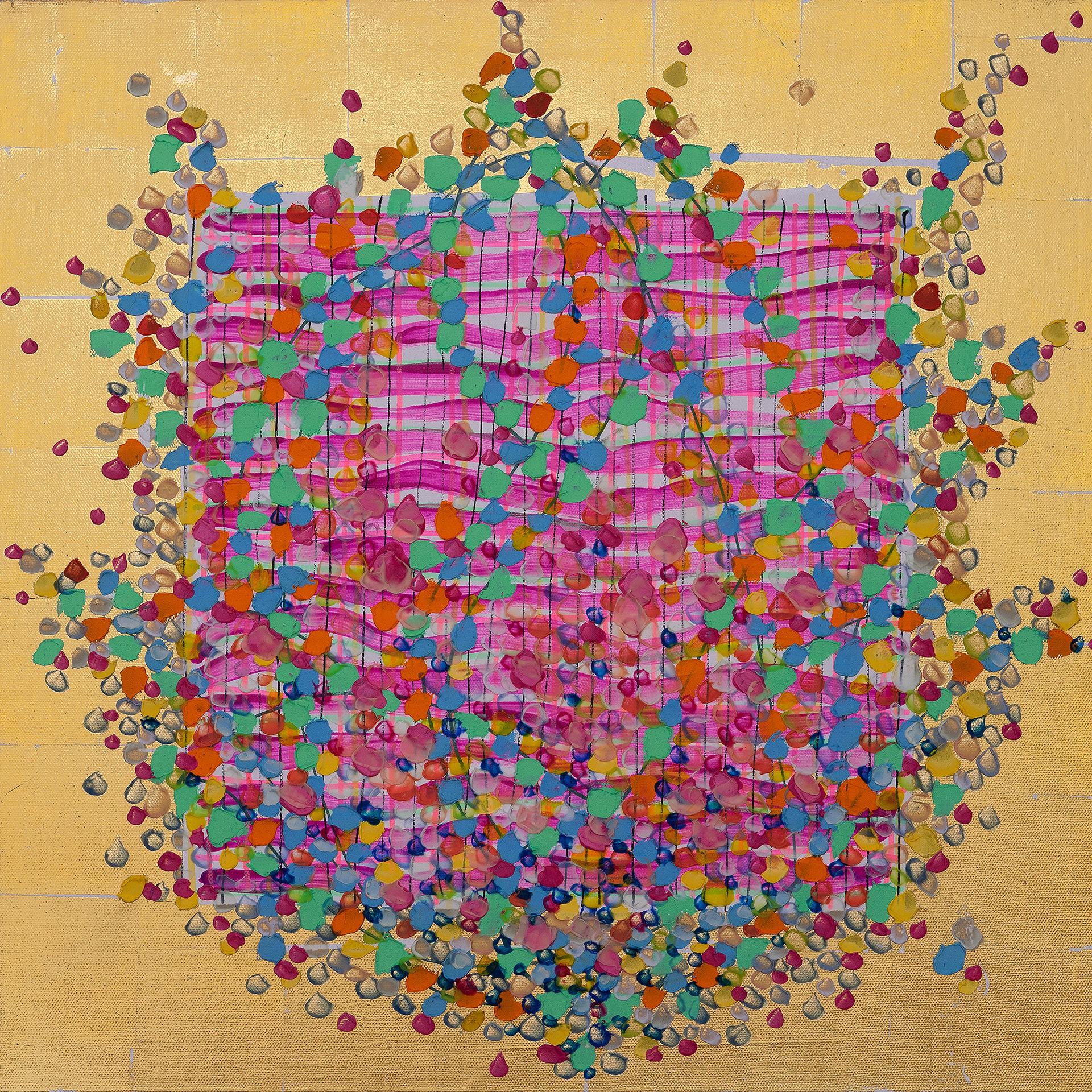 AMBROSIAL oil and gold leaf on canvas, 20 by 20 inches, 2021, Hermann Lederle