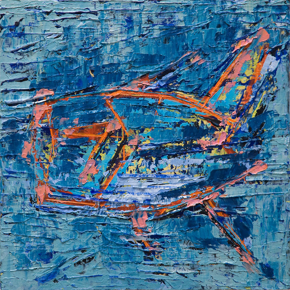 BLUE FISH oil on canvas, 12 by 12 inches, 2006, HERMANN LEDERLE
