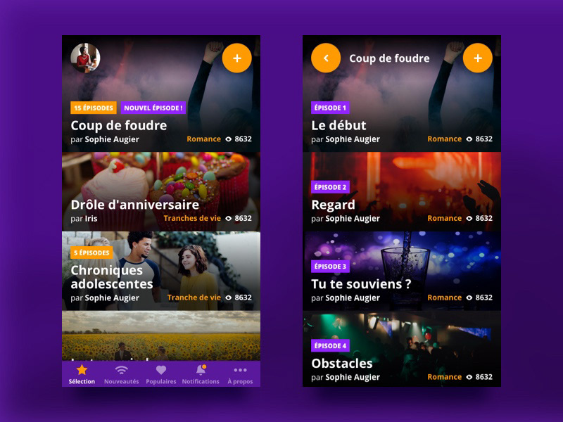 Visuel représentant des exemples de listes d'histoires.