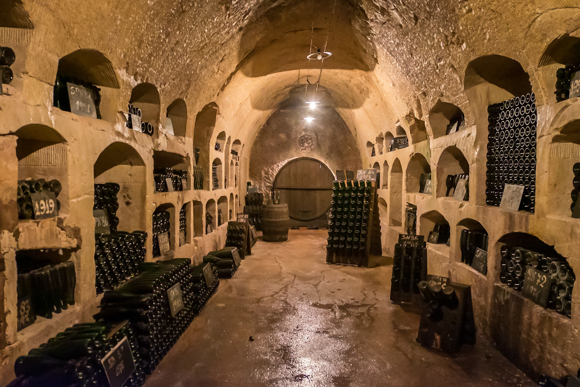 Epernay storage cellar with Champagne