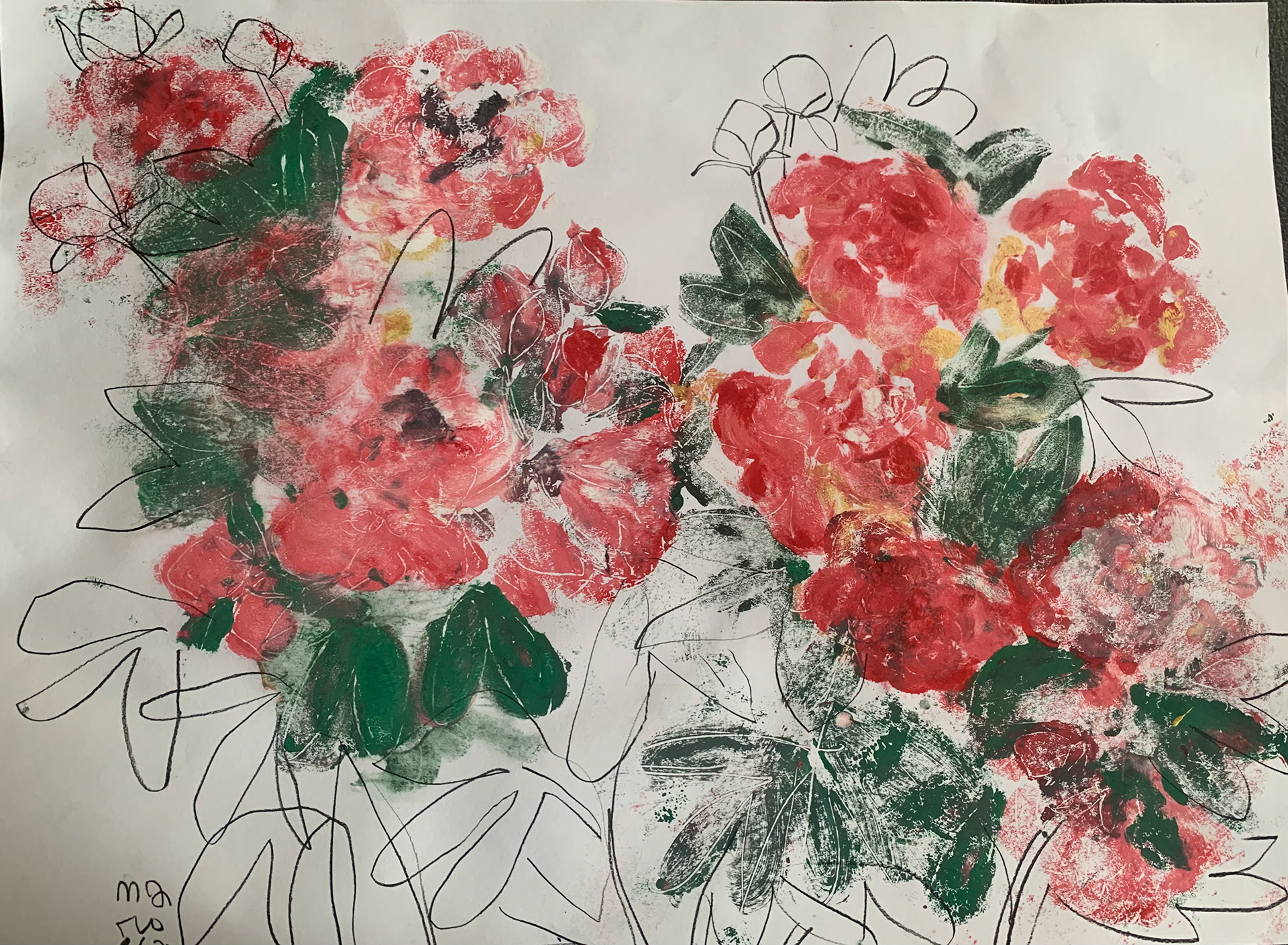 71 / Peony Monoprint / 18 x 24 / $425