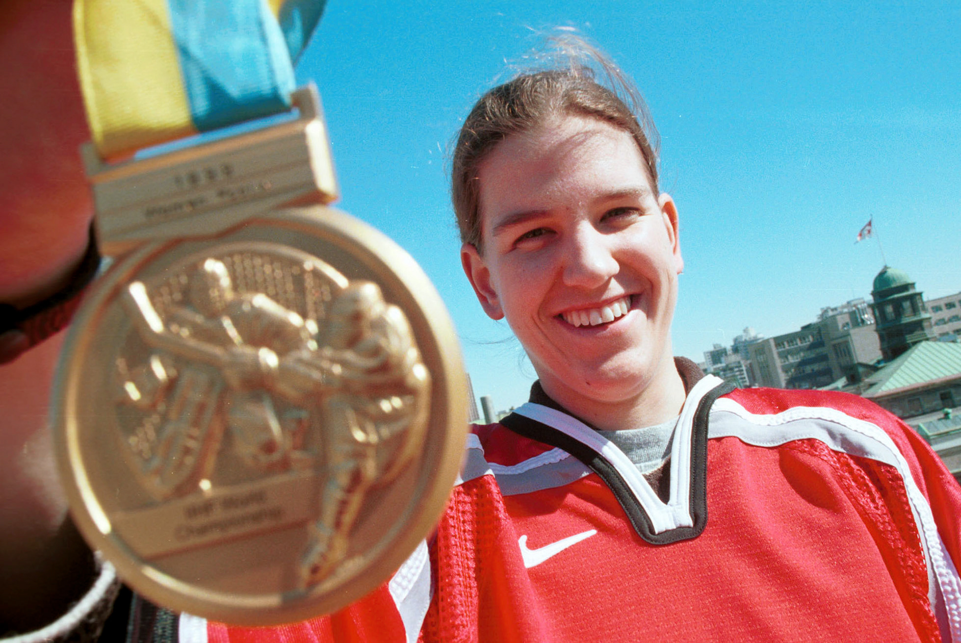 Kim St-Pierre at McGill on April 9, 1999. She would go on win three Olympic gold medals.