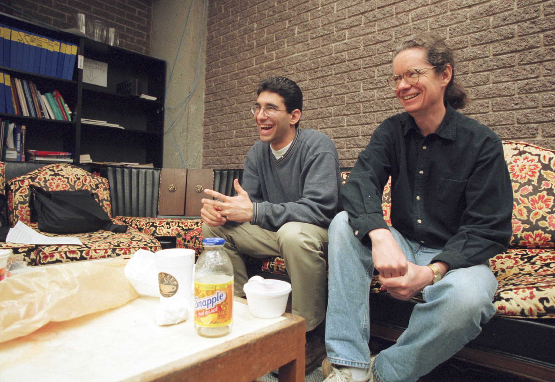  A Faculty of Science “Dean for a Day” contest found Dean Alan Shaver and student Jason Parente trading places for a day. Each arrived at a new-found appreciation for the challenges faced by the other.  One assumes. March 2000.