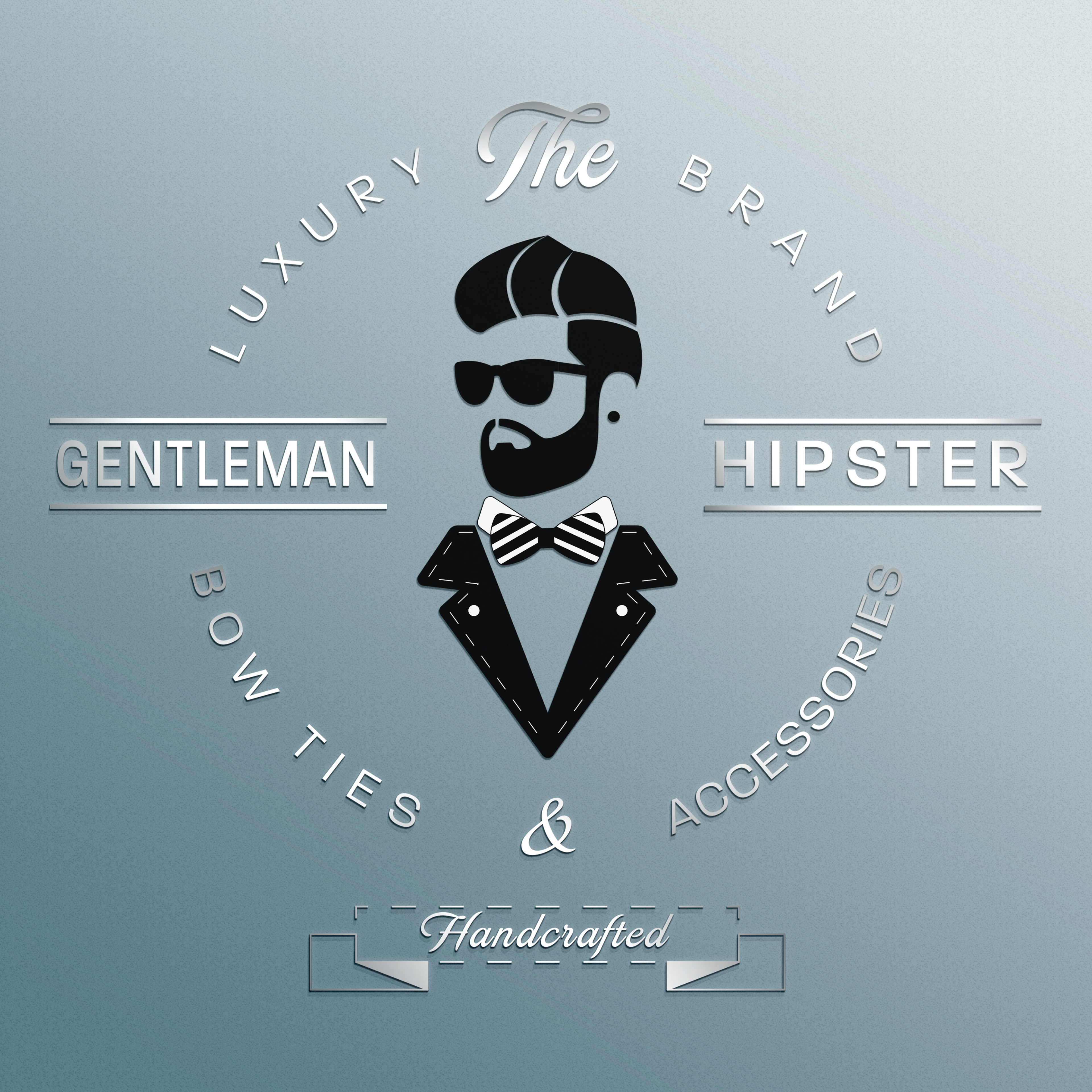 The Gentleman Hipster luxury metallic logo design variation