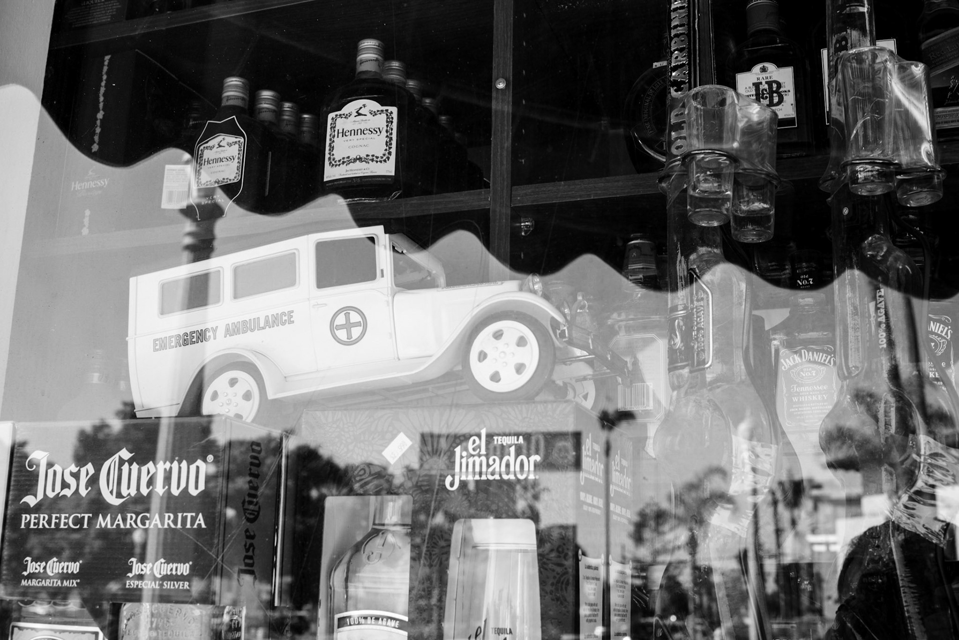 Liquor Store Window, Orange Ave, Coronado, 2015