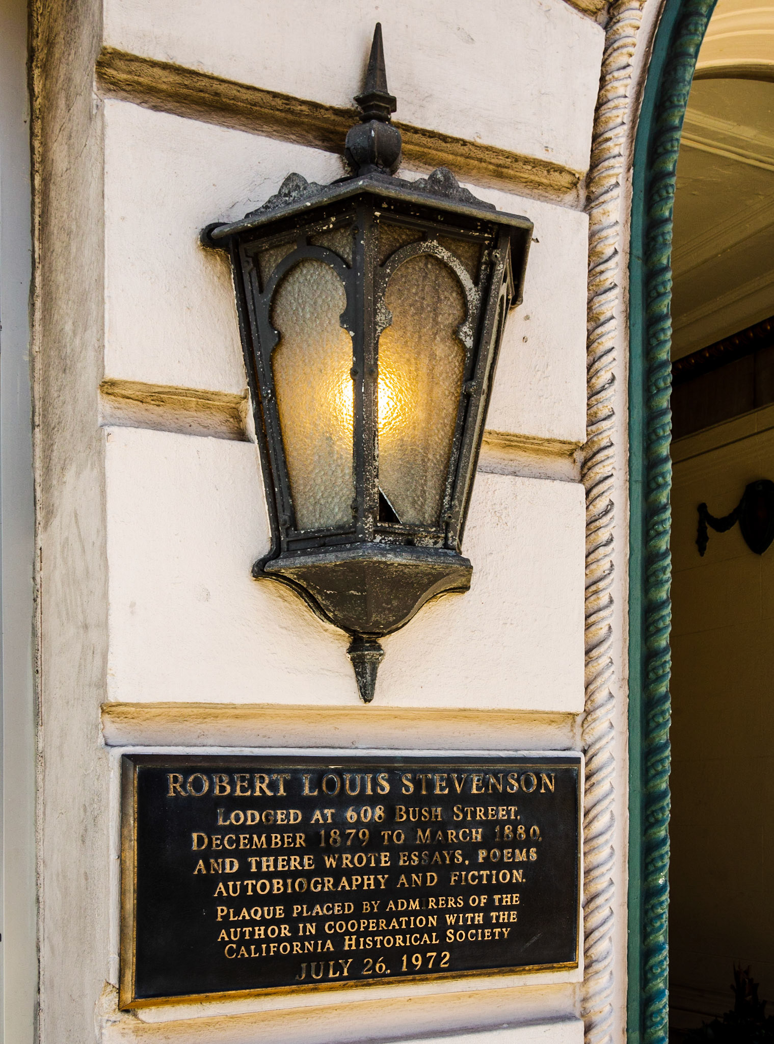 Robert Louis Stevenson Plaque, Bush Street, San Francisco, 2012