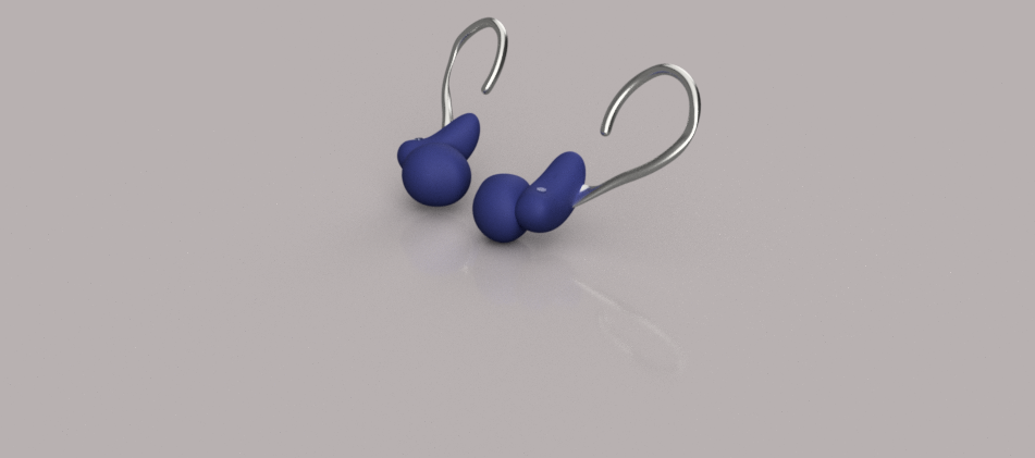 Blue ear plug design with steel aesthetic pieces