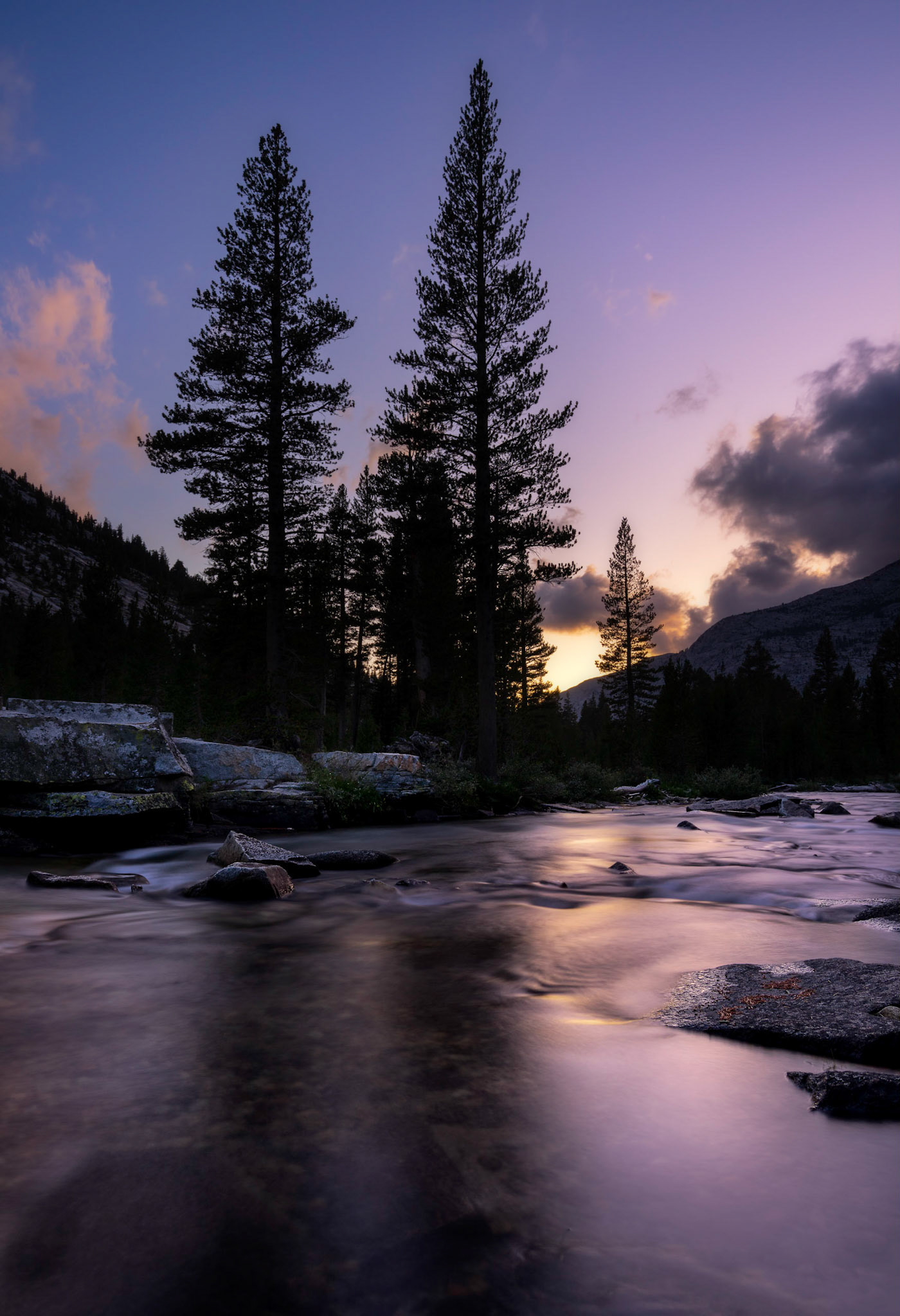 High Sierra meadows and rushing streams. California