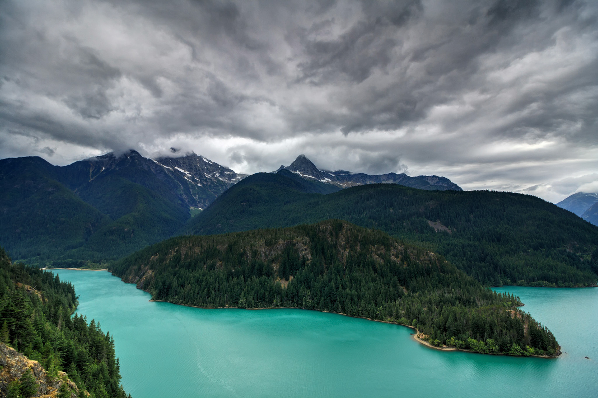 Dramatic clouds over Diablo Lake, Ross Lake National Recreation Area, Washington