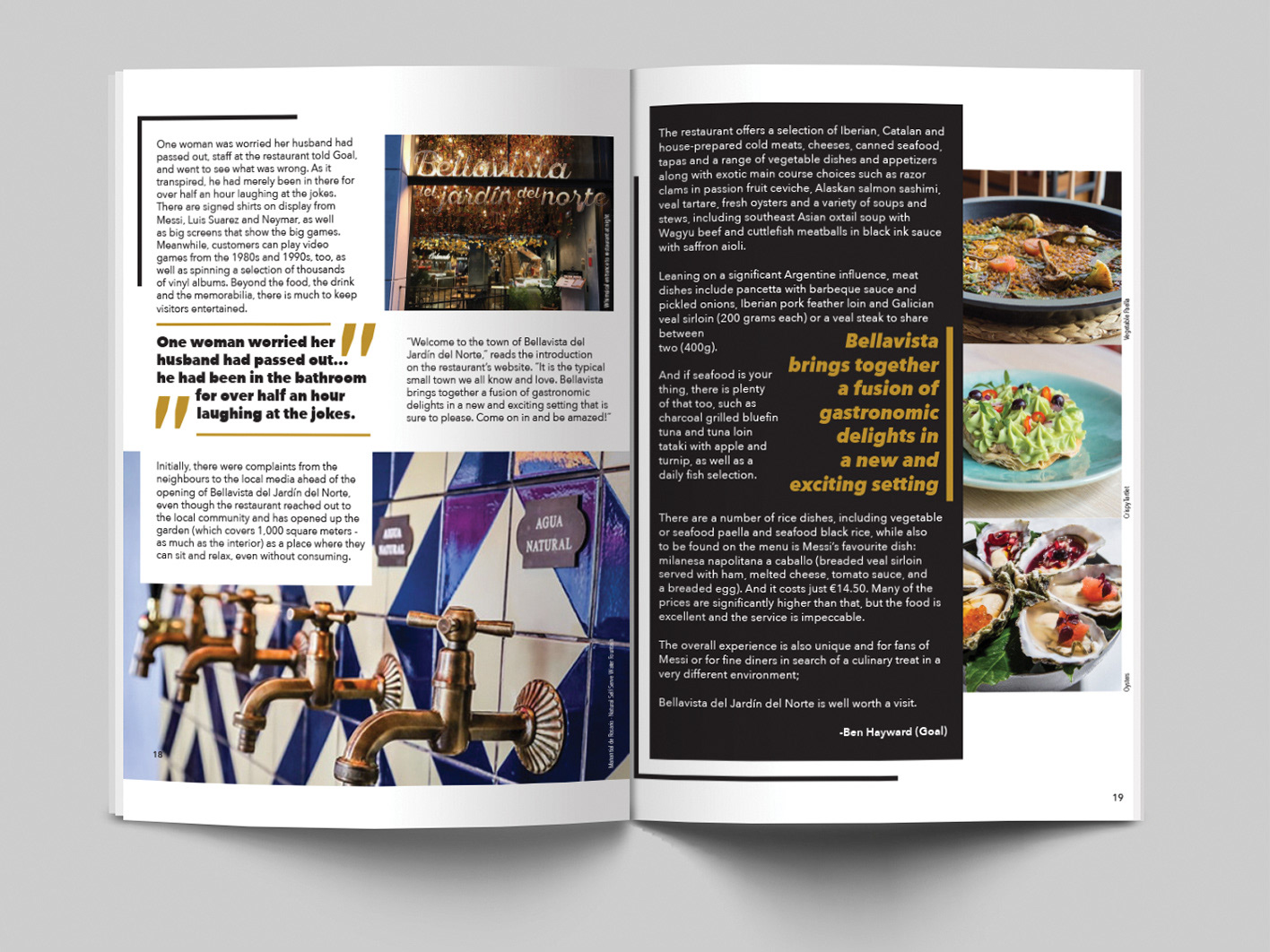 inside spread of travel magazine