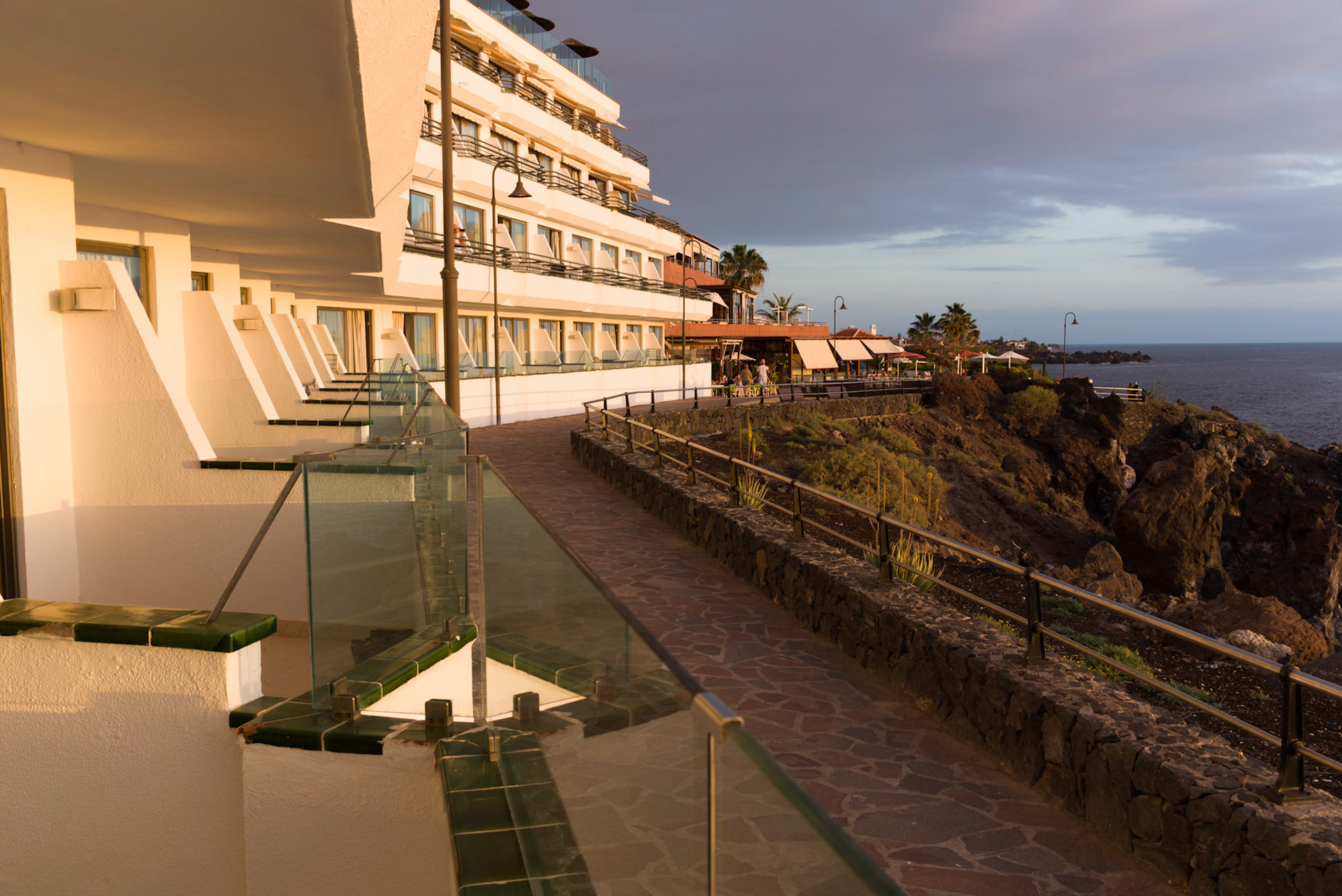 Golden afternoon light on our hotel, Tenerife