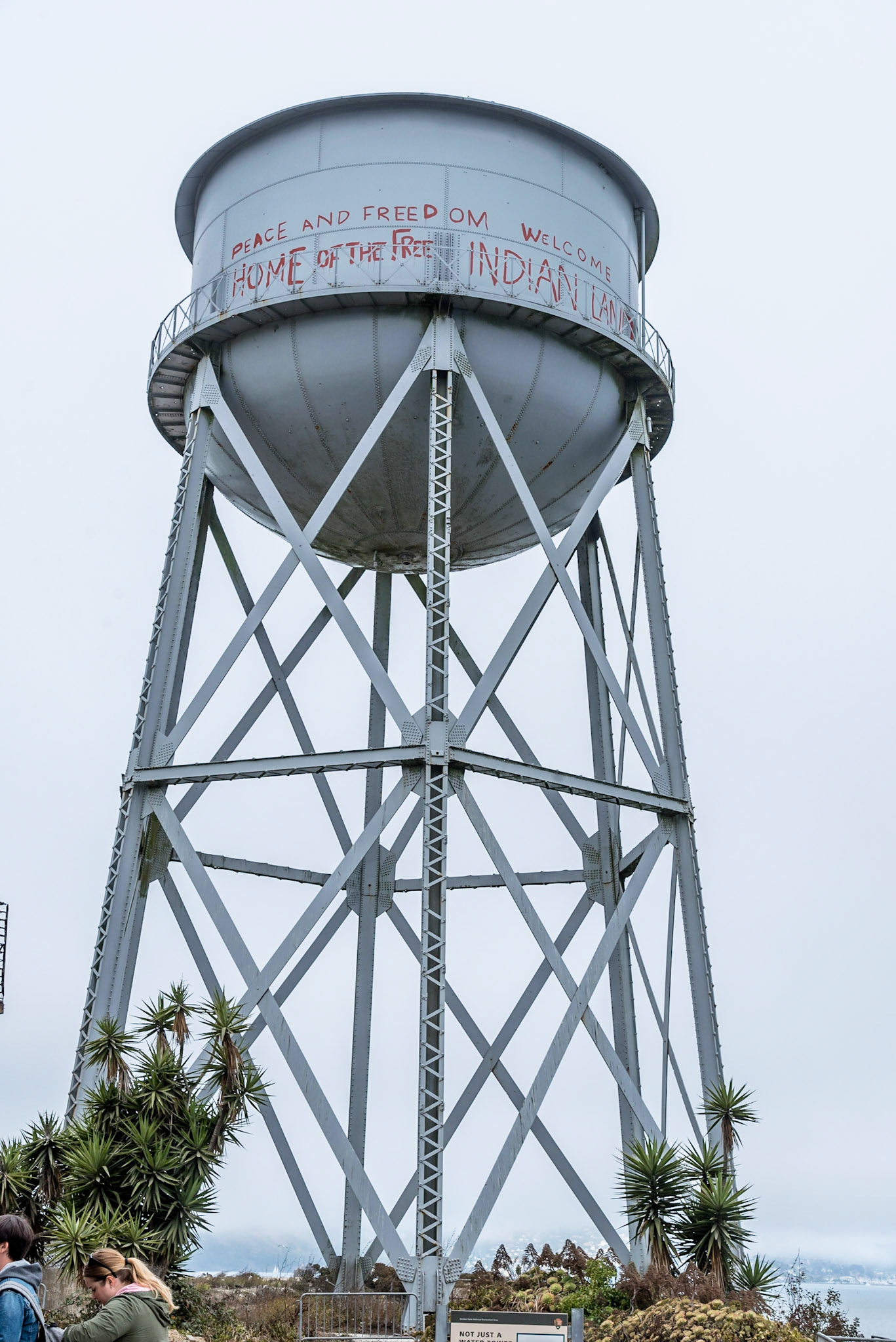 Graffiti on the water tower at Alcatraz. A reminder of the 9 month occupation by Native Americans in the late 60's