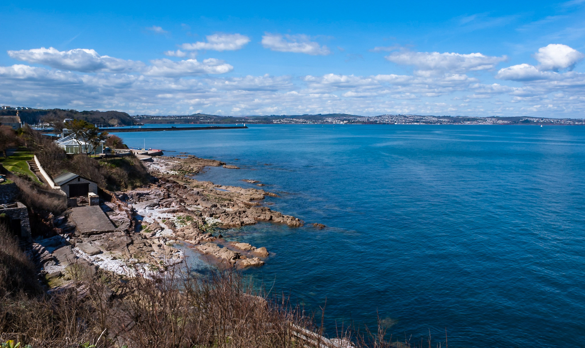 Rockier coastline at the western end of torbay