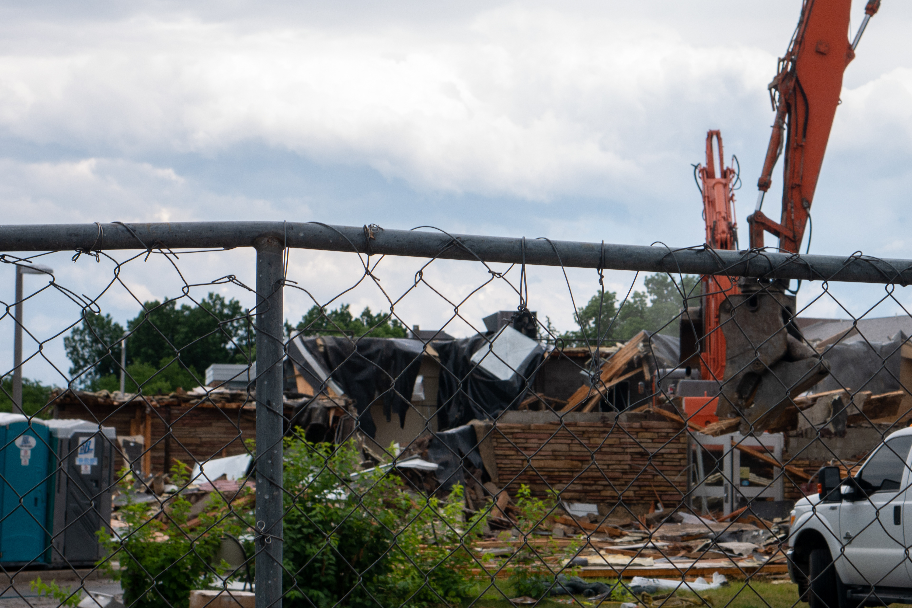 Demolition of the core, west-facing side
