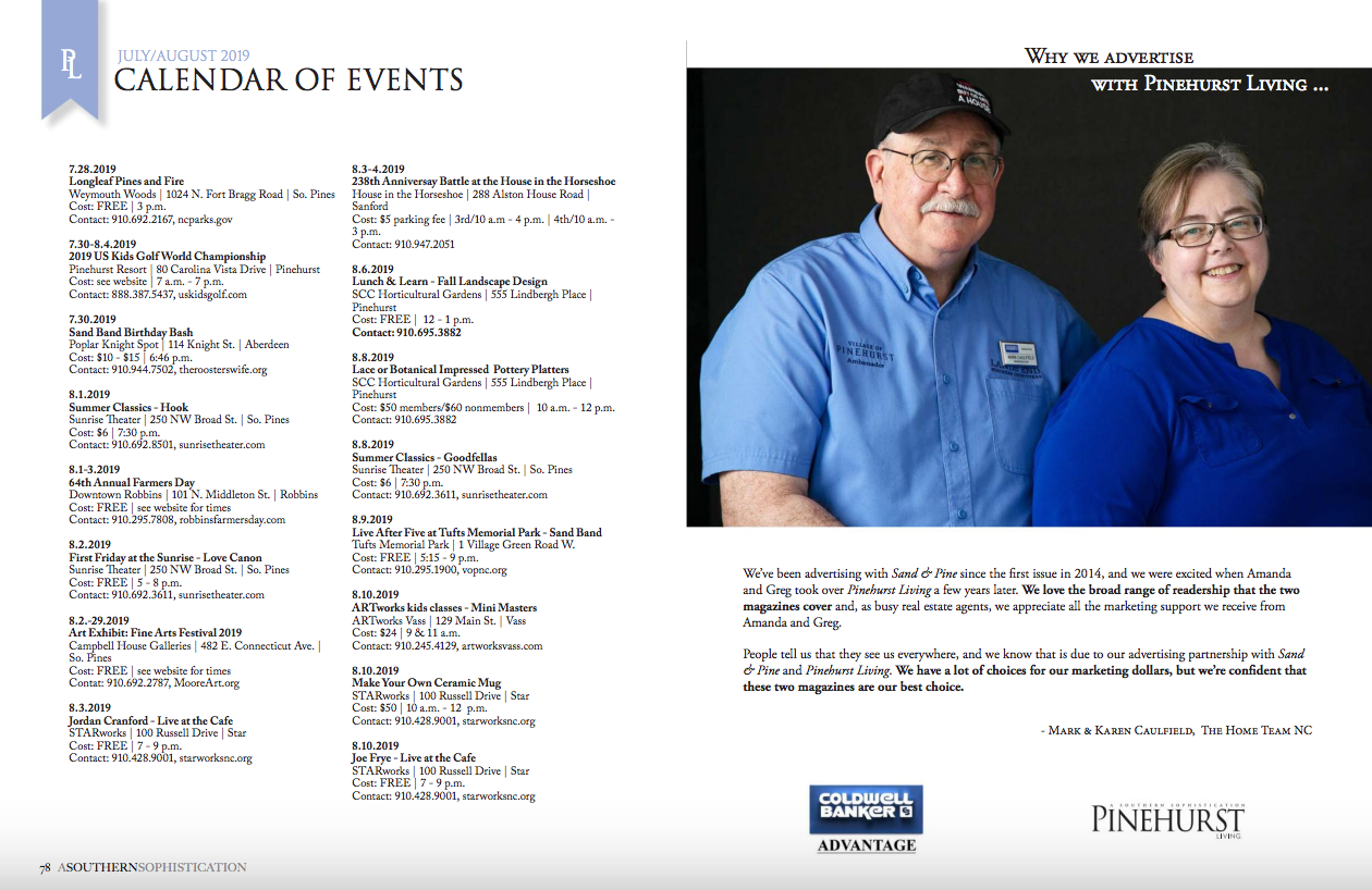 The Home Team -Testimonial image created for the July/Aug 2019 edition Pinehurst Living
