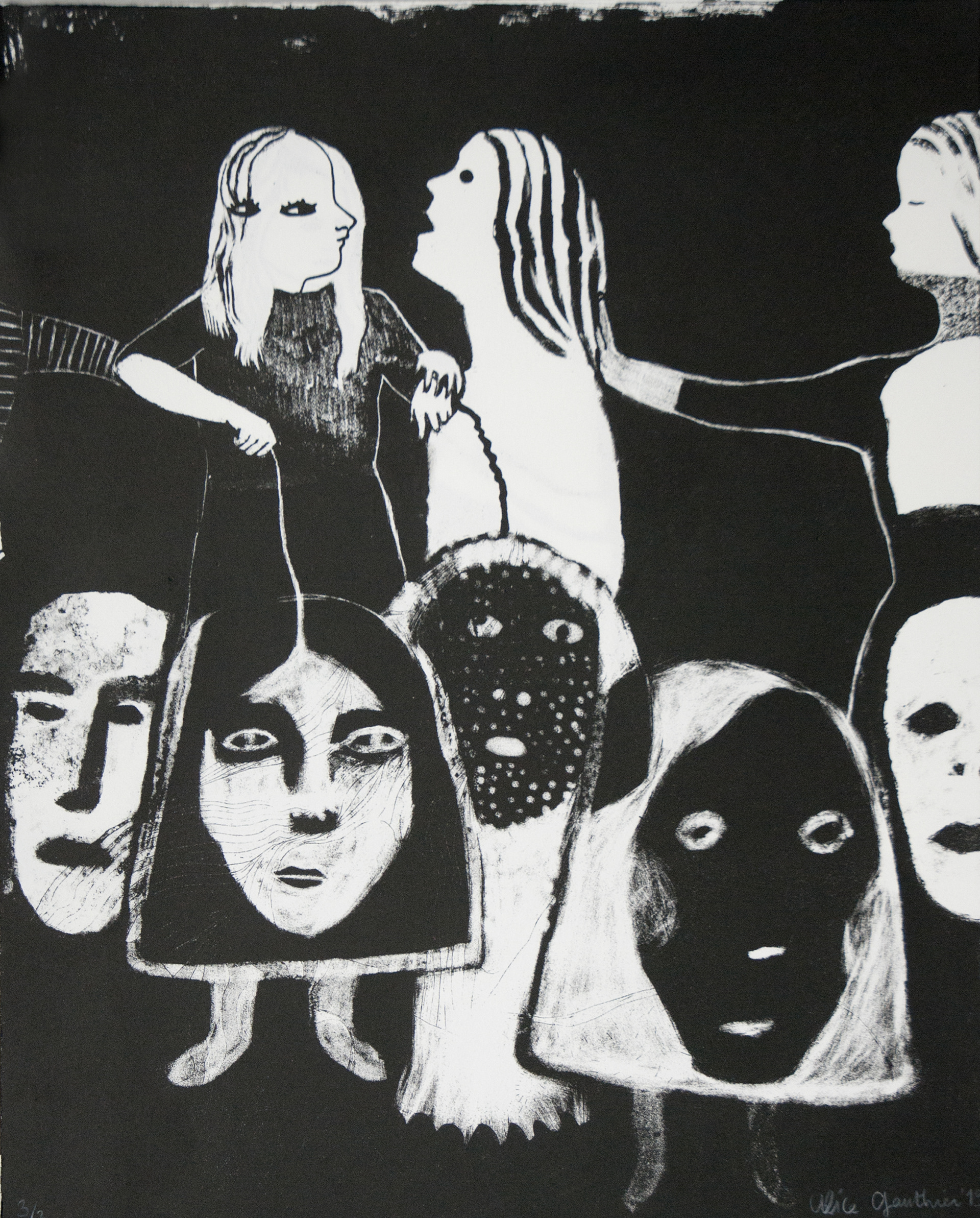 J'ai faim V ! (2018), stone lithograph, state V, edition of 3, 50 x 40 cm