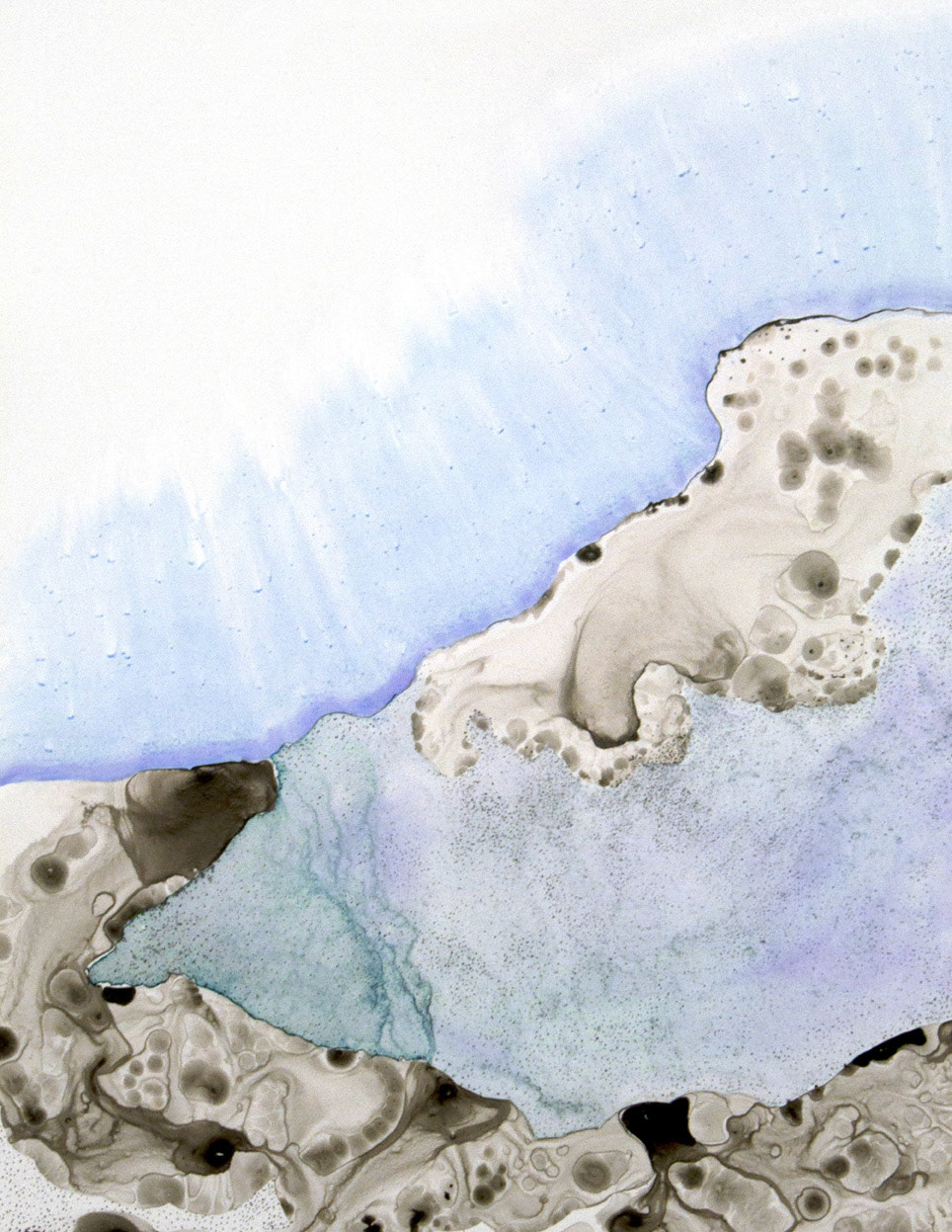 La montagne respire II (2020), ink on paper, 44 x 34 cm