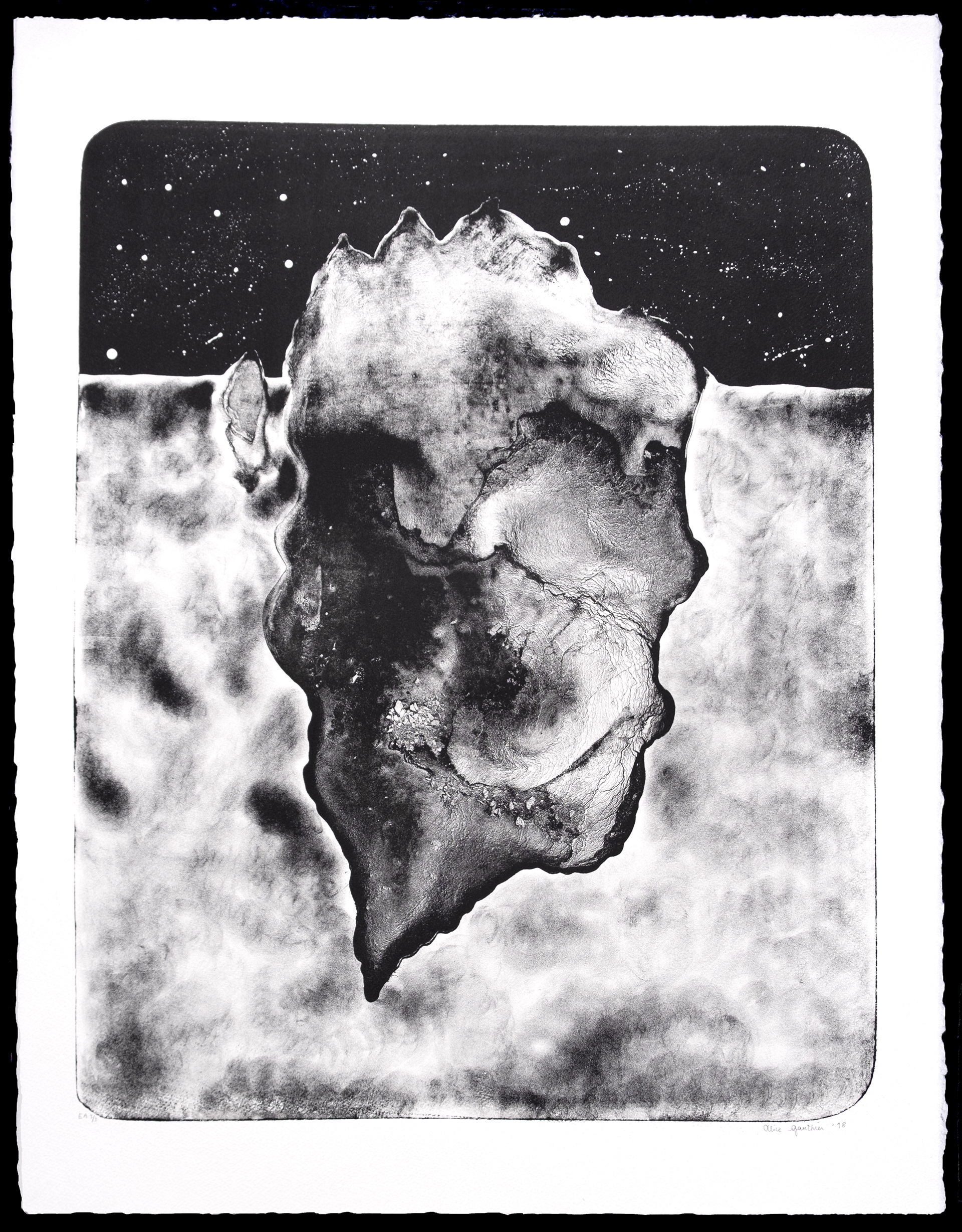 Iceberg II, stone lithograph, 73 x 57 cm