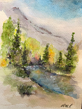 Mountain Stream by Bob Koch $50 image size: 5" x 7", matted size: 8" x 10"