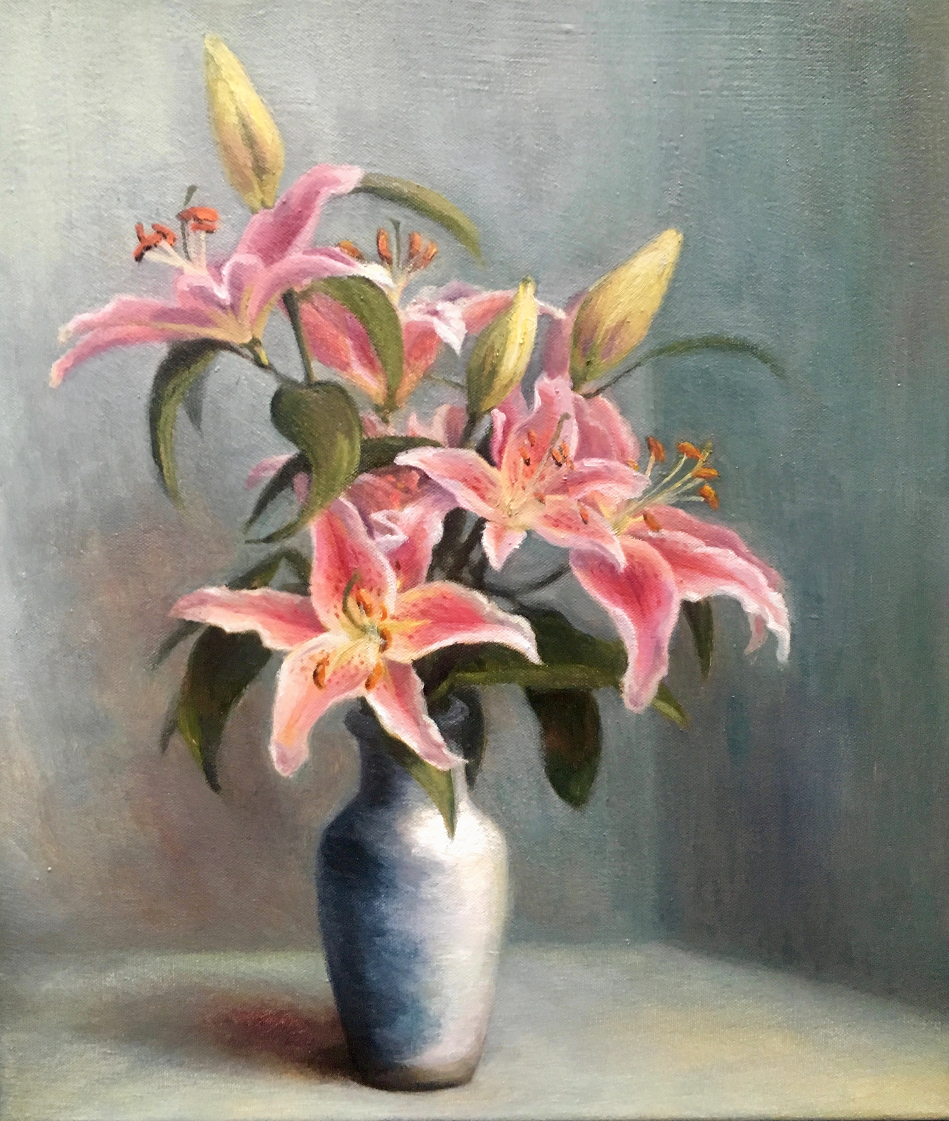 Clamoring for attention. SOLD. Oil on prepared linen canvas, 41 by 36cm.  