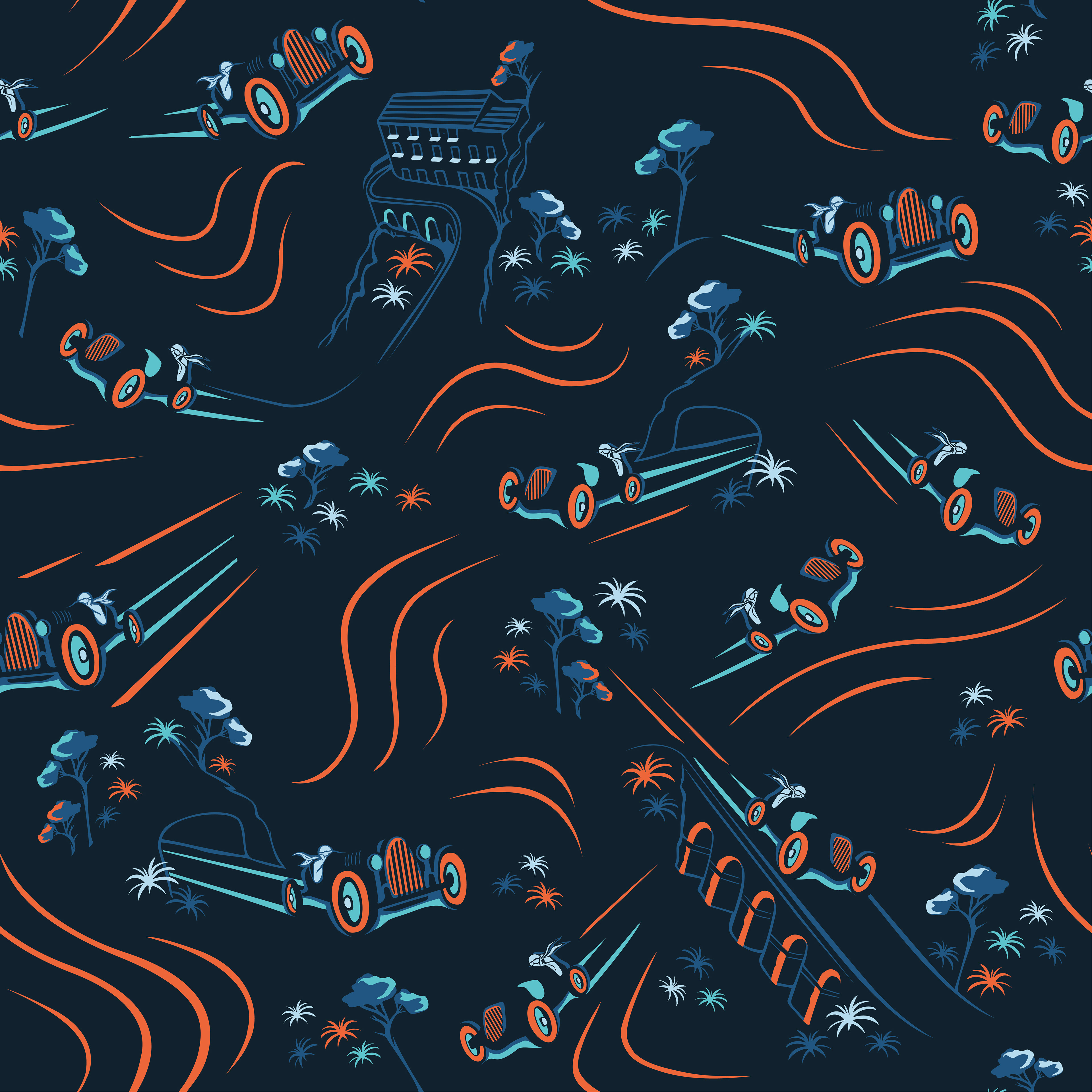 Commission for a start-up company for men's gifting. The pattern was applied to silk handkerchieves, etc.