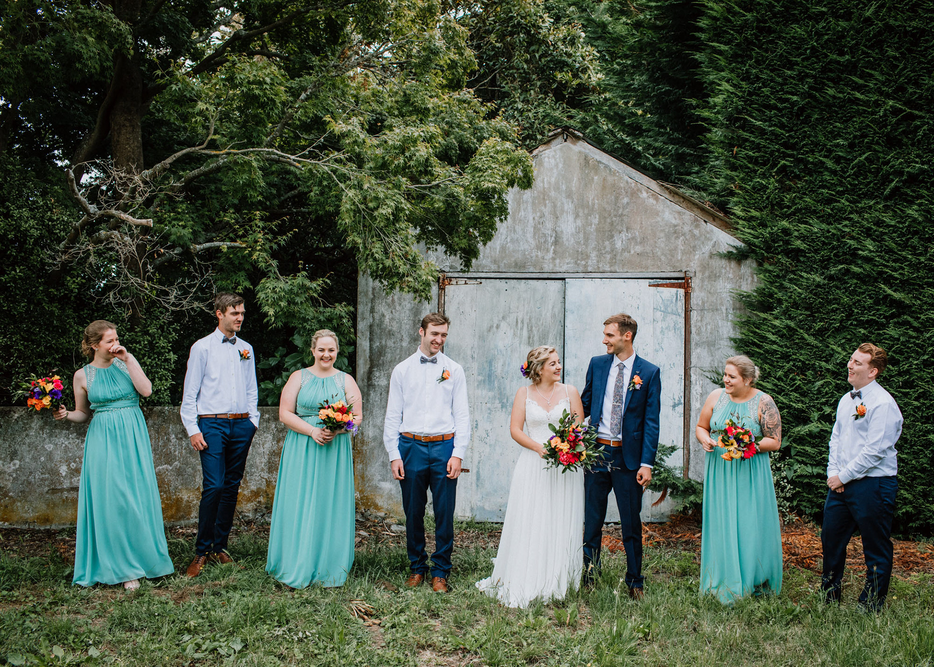 Bridal party line up for Anna and Chris's wedding