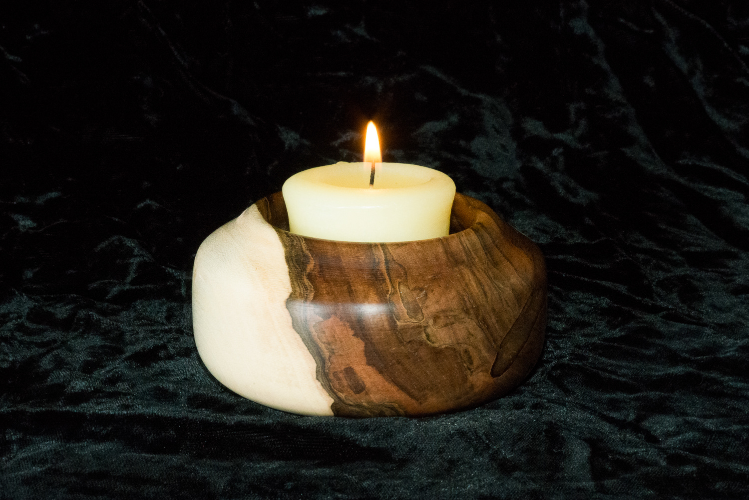 SOLD Spalted Maple candle holder - 4" x 2"