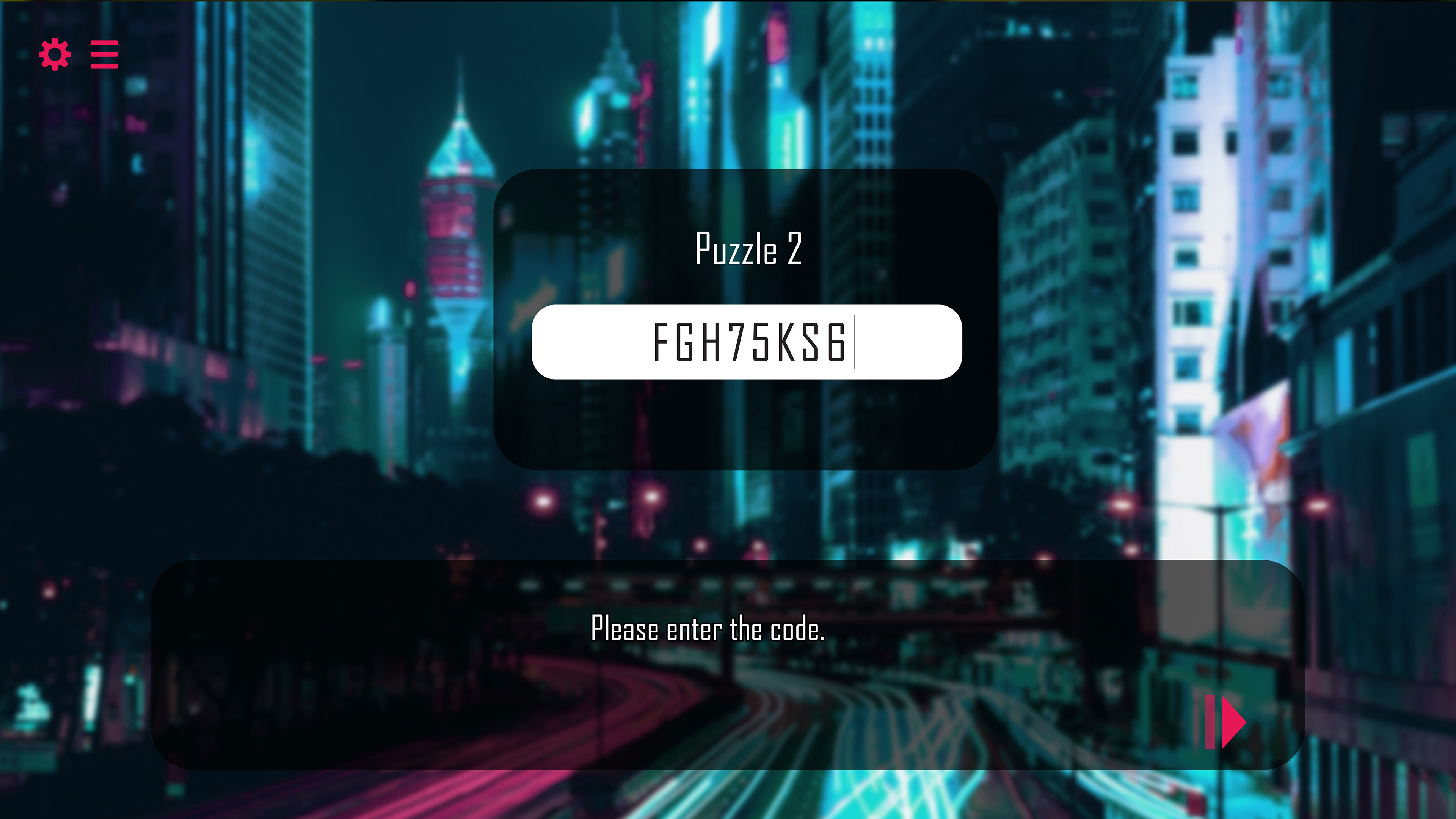 Puzzle Entry Interface Mockup