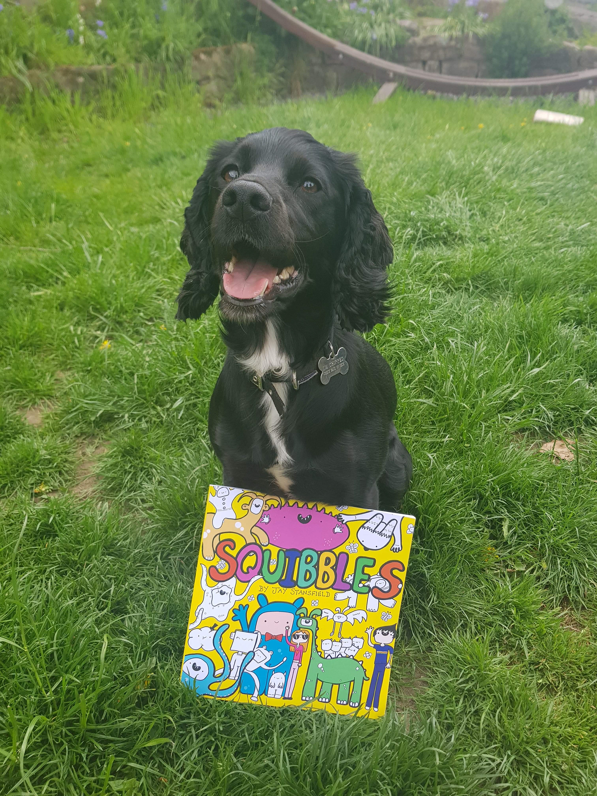 Squibbler with a copy of Squibbles