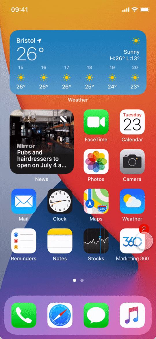 Mobile app login screen