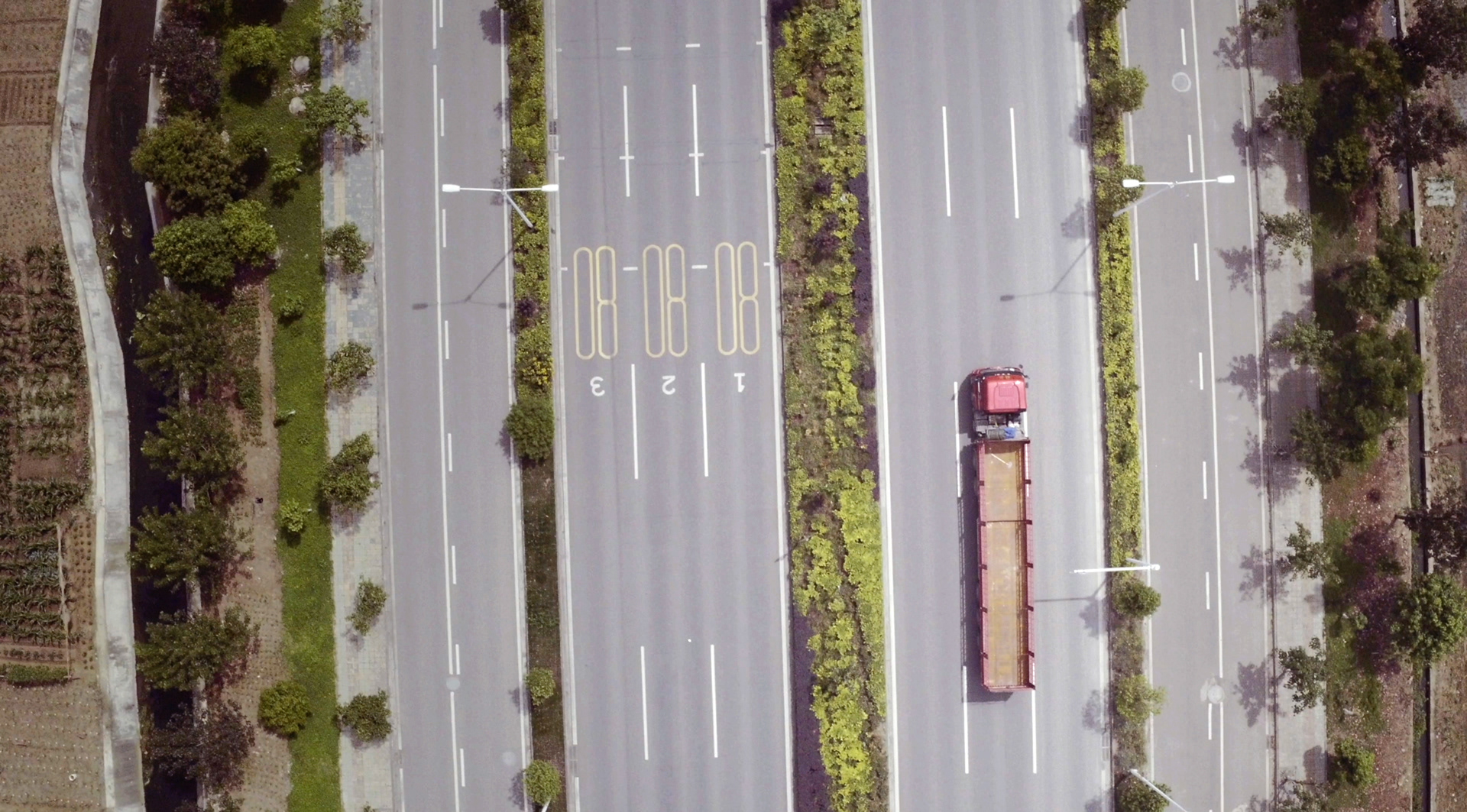 Drone shot of the truck driving through the mountains of china. Inspirational and emotional content film.