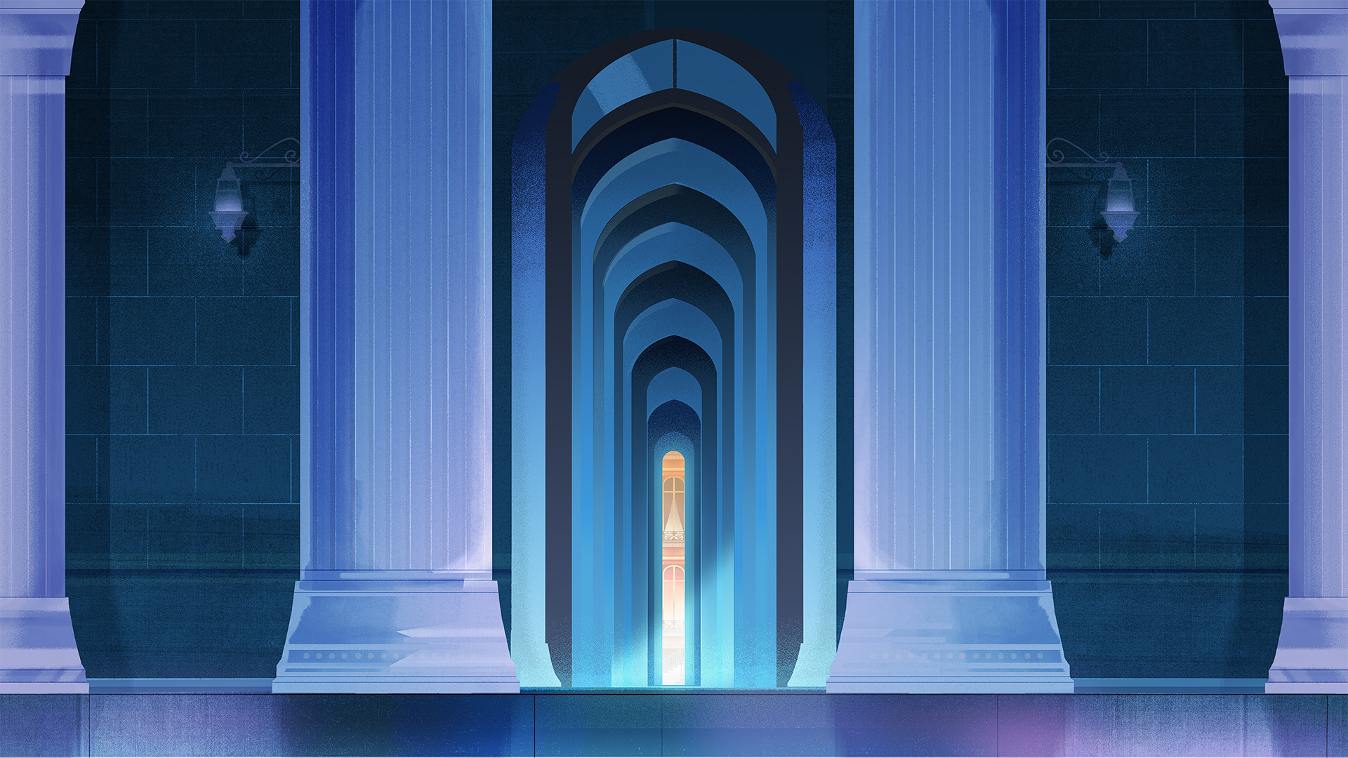 Style frame illustrated and then animated by an animation studio in south america. Depciting a magical Paris at night.