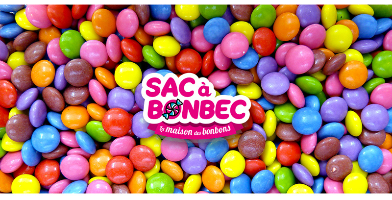 logo, bloc marque pour Sac à Bonbec. logo rose et gourmand, fun et pop, branding, vendée, montaigu, les herbiers, la maison des bonbons