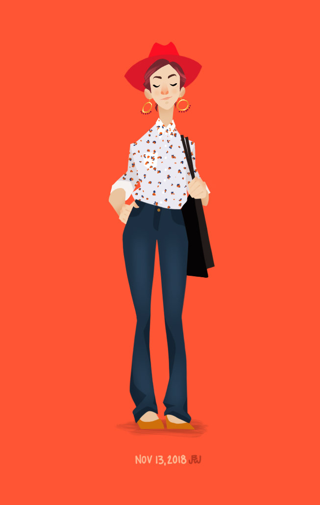 A collection of character illustrations based off what I wore on a given day.