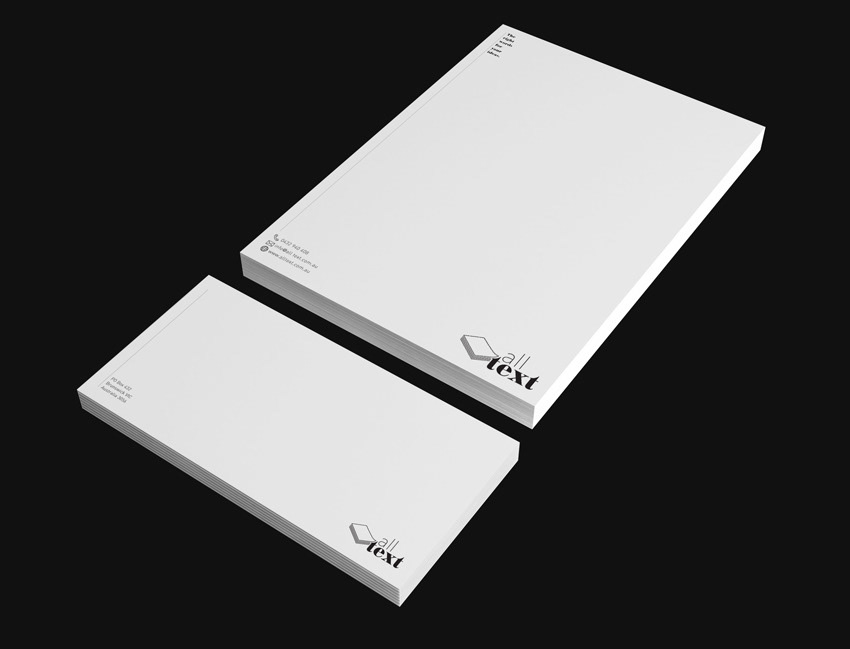 Letterhead and envelope design for editing and writing business.