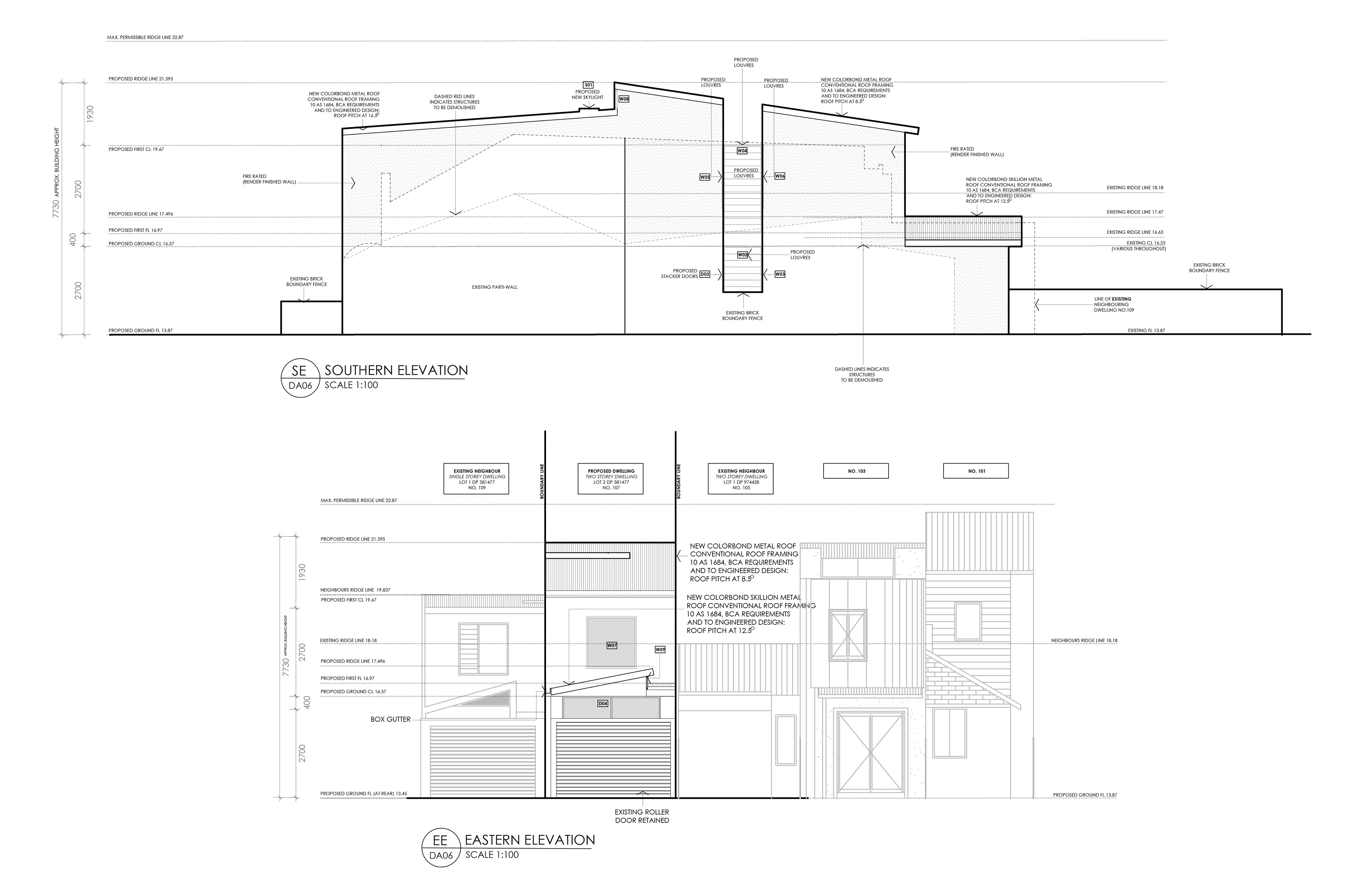 SOUTH AND EAST ELEVATIONS