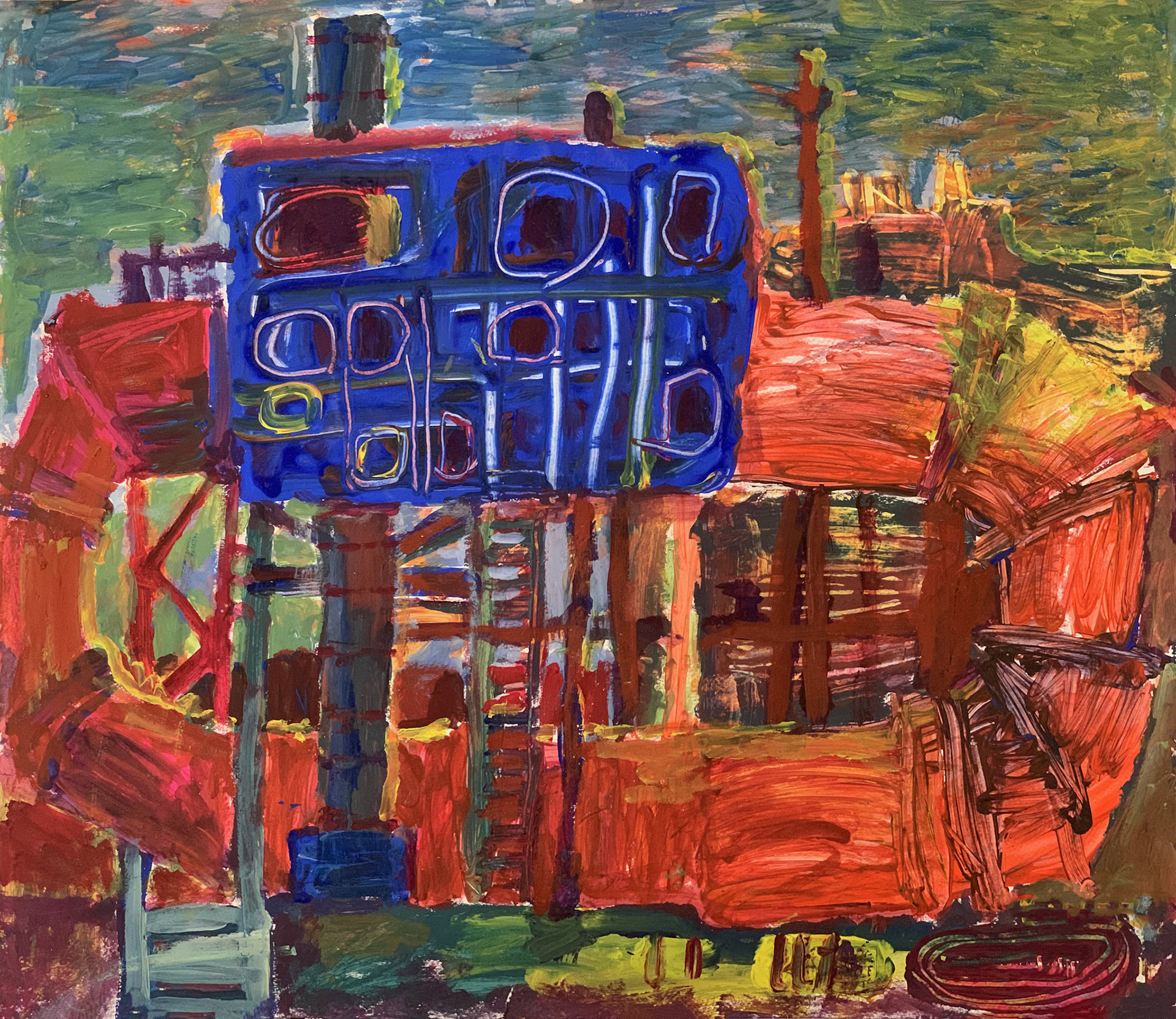 Acryl und Wasserfarben auf Papier, ca. 50 x 70 cm, 1997