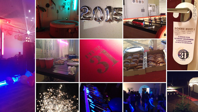 Réveillon privé : tapis rouge, jacuzzi, jeux, photocall, candy bar, dancefloor et cotillons, espace bar, buffet, feu d'artifice, ...
